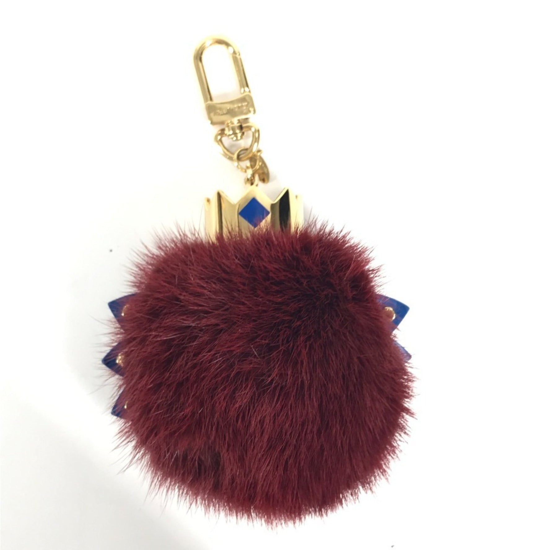Louis Vuitton Totem Fur Charm Bag Keychain Mink Metal Men's Wine Red