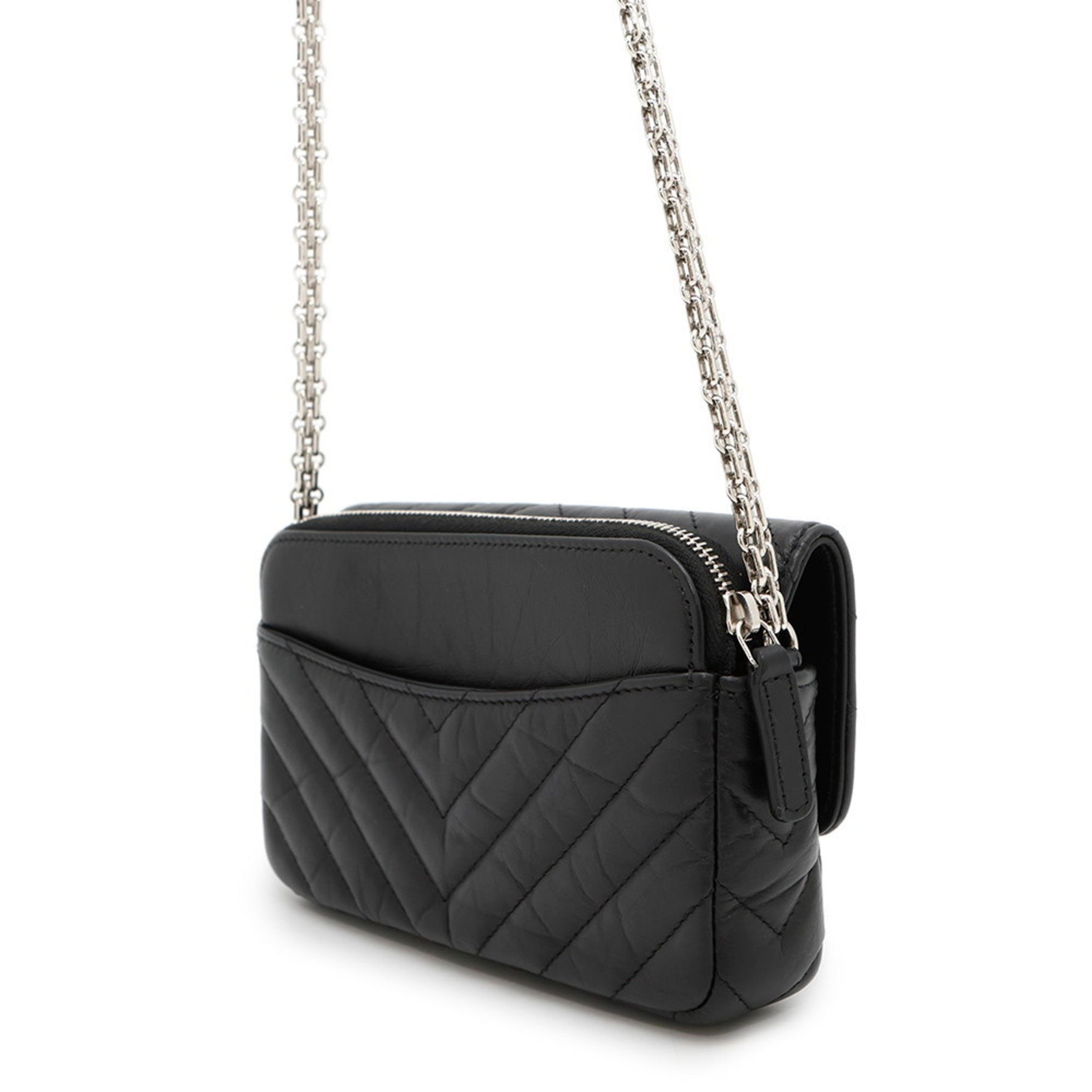 Chanel Chain Shoulder Bag Chevron V-Stitch 2.55 Mademoiselle Pochette