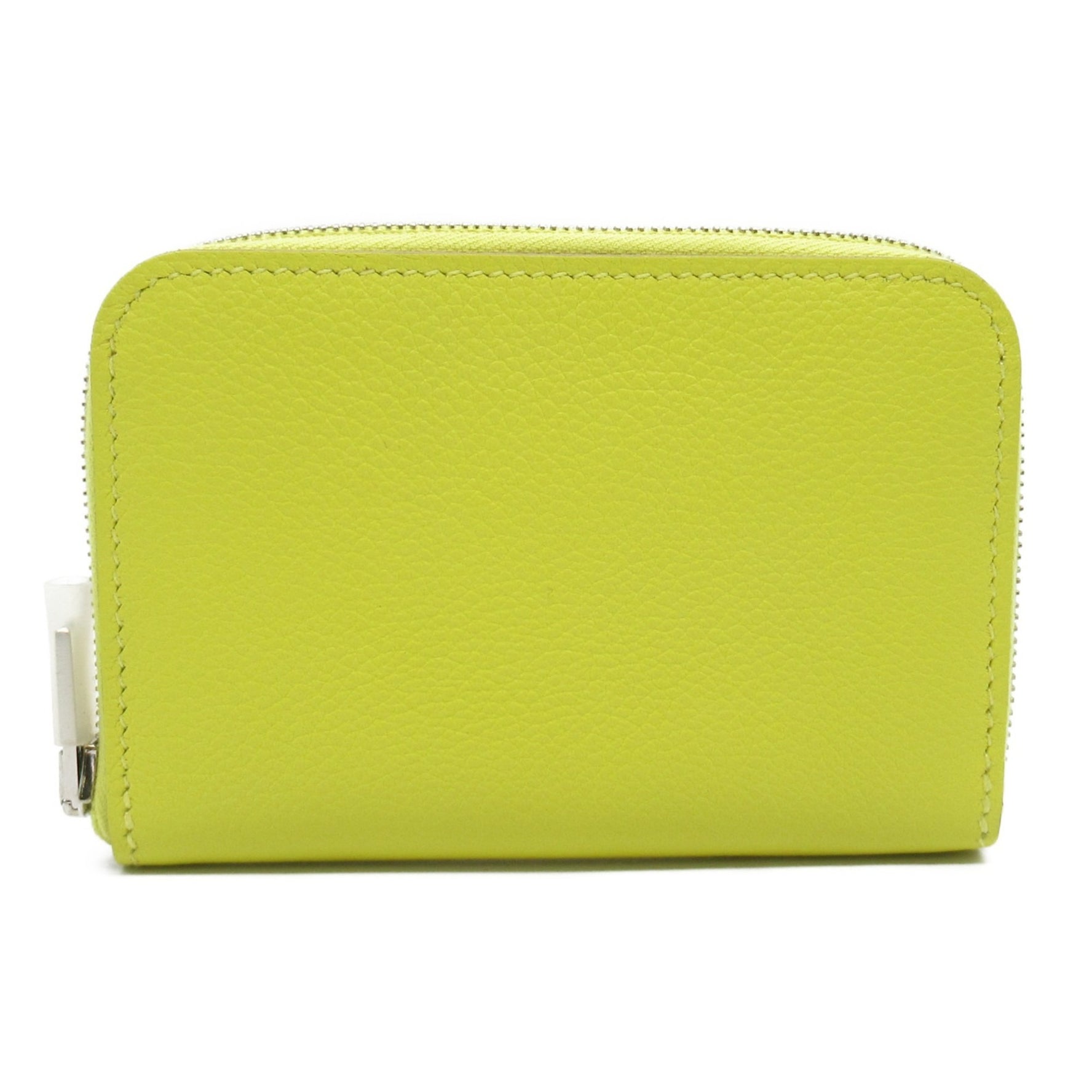 Hermes Zip Ango H Compact Jaune Citron Business Card Holder/Card Case Leather Veau Evercolor Men's U Engraved S Metal Fittings