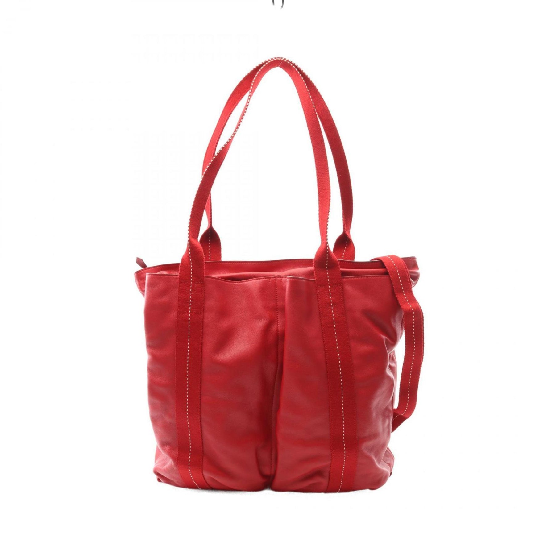 Hermes Hermès Caravan Vertical GM Tote Bag, Leather, Veau-Derma, Red