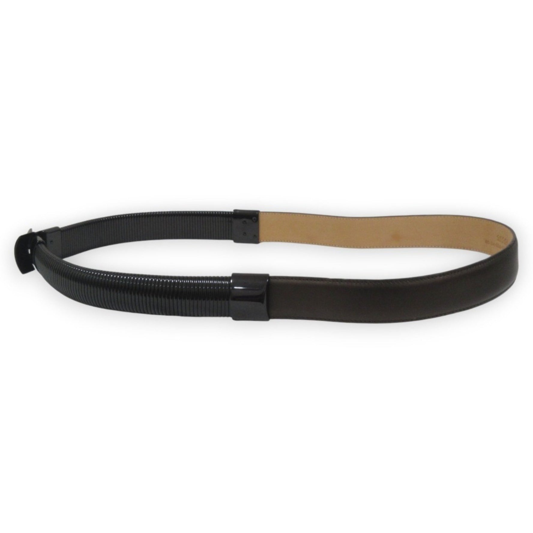 GUCCI Metal and Leather Combination Belt 1766 1309 Black Brown