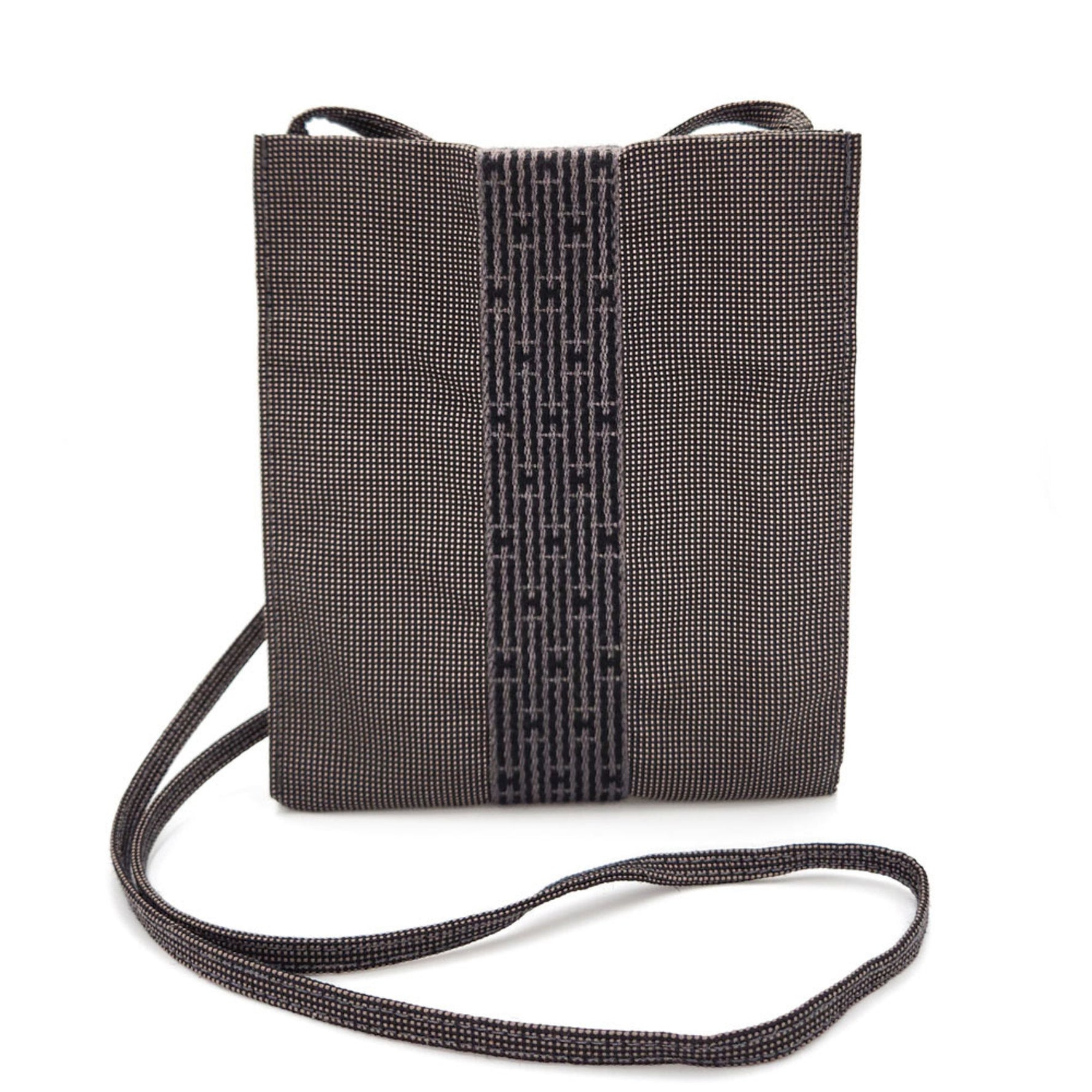 Hermes Air Line Pochette Grey Canvas Shoulder Bag Sacoche