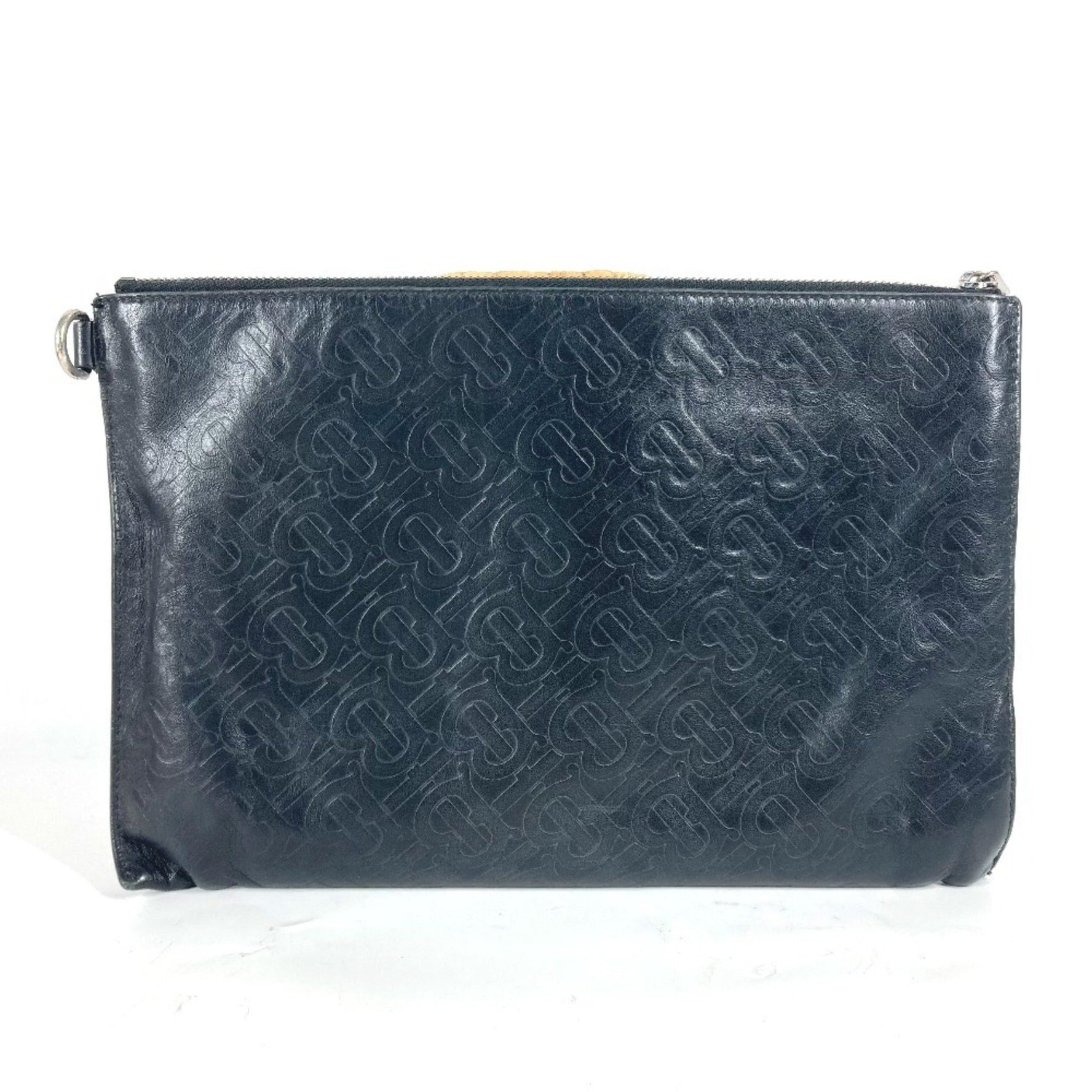 BURBERRY TB Pouch Bag Clutch Leather Men's