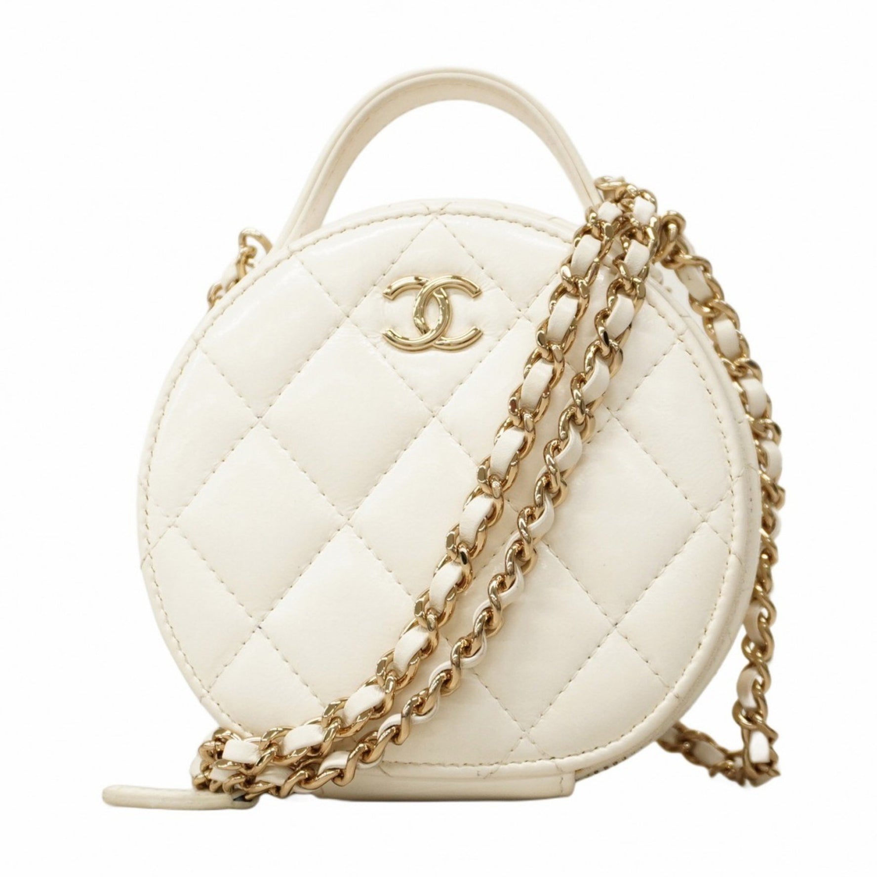 Chanel Matelasse Shoulder Bag with Chain Bag, Lambskin, Champagne