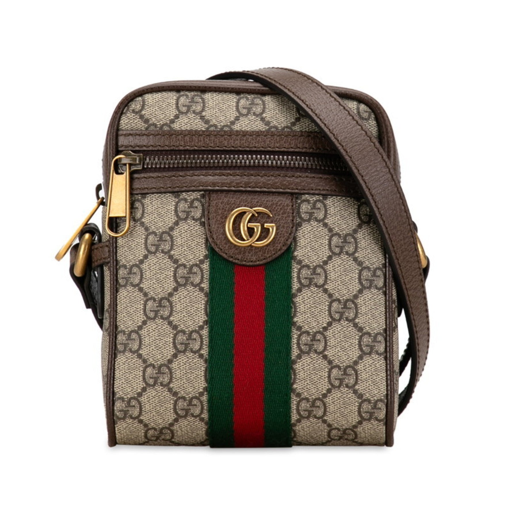 Gucci GG Supreme Ophidia Sherry Line Shoulder Bag Beige Brown PVC Leather