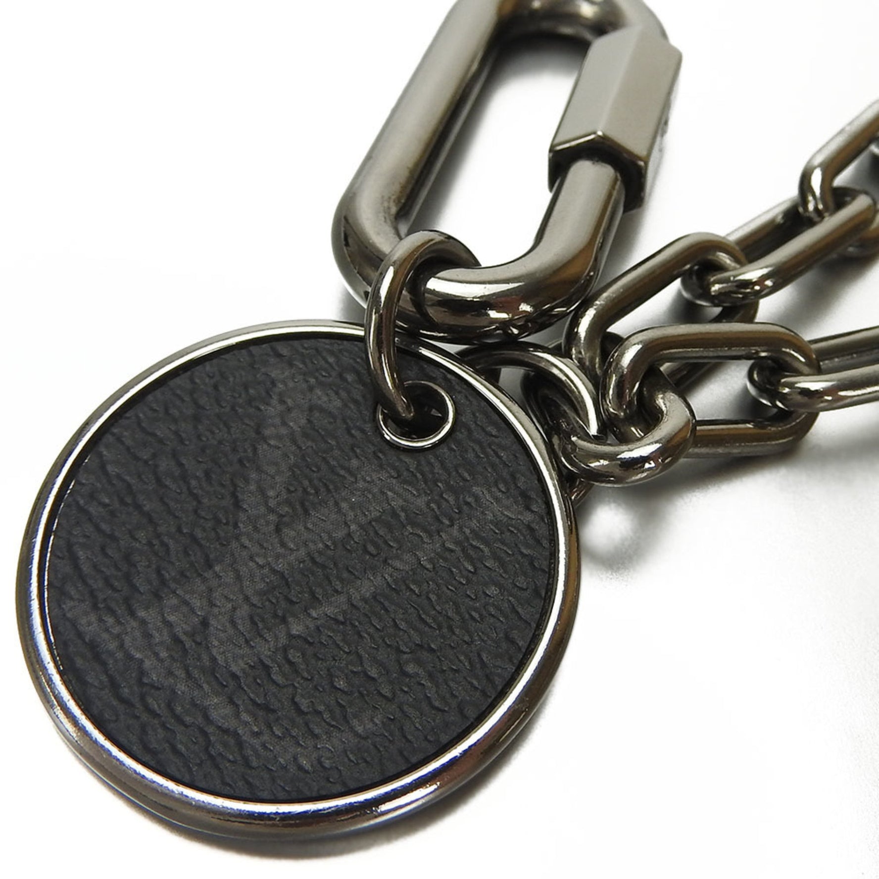 Louis Vuitton Keychain Keyring Black Gunmetal Monogram Eclipse LV Chain keyring black silver