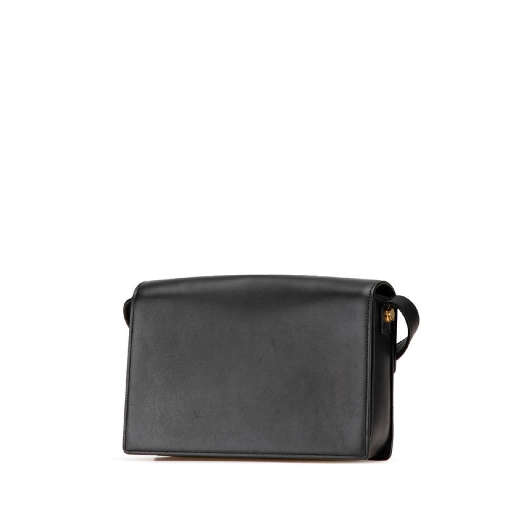 Saint Laurent logo shoulder bag in black and beige leather .