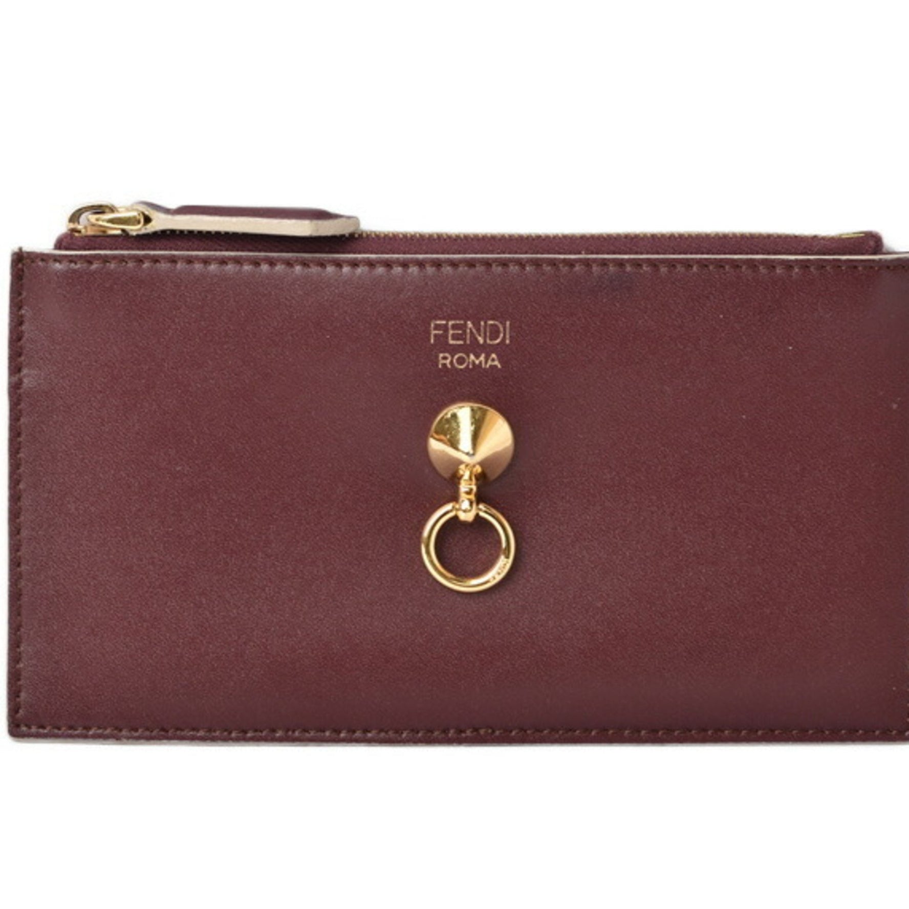 Fendi mini wallet coin case card pass BY THE WAY visor way burgundy