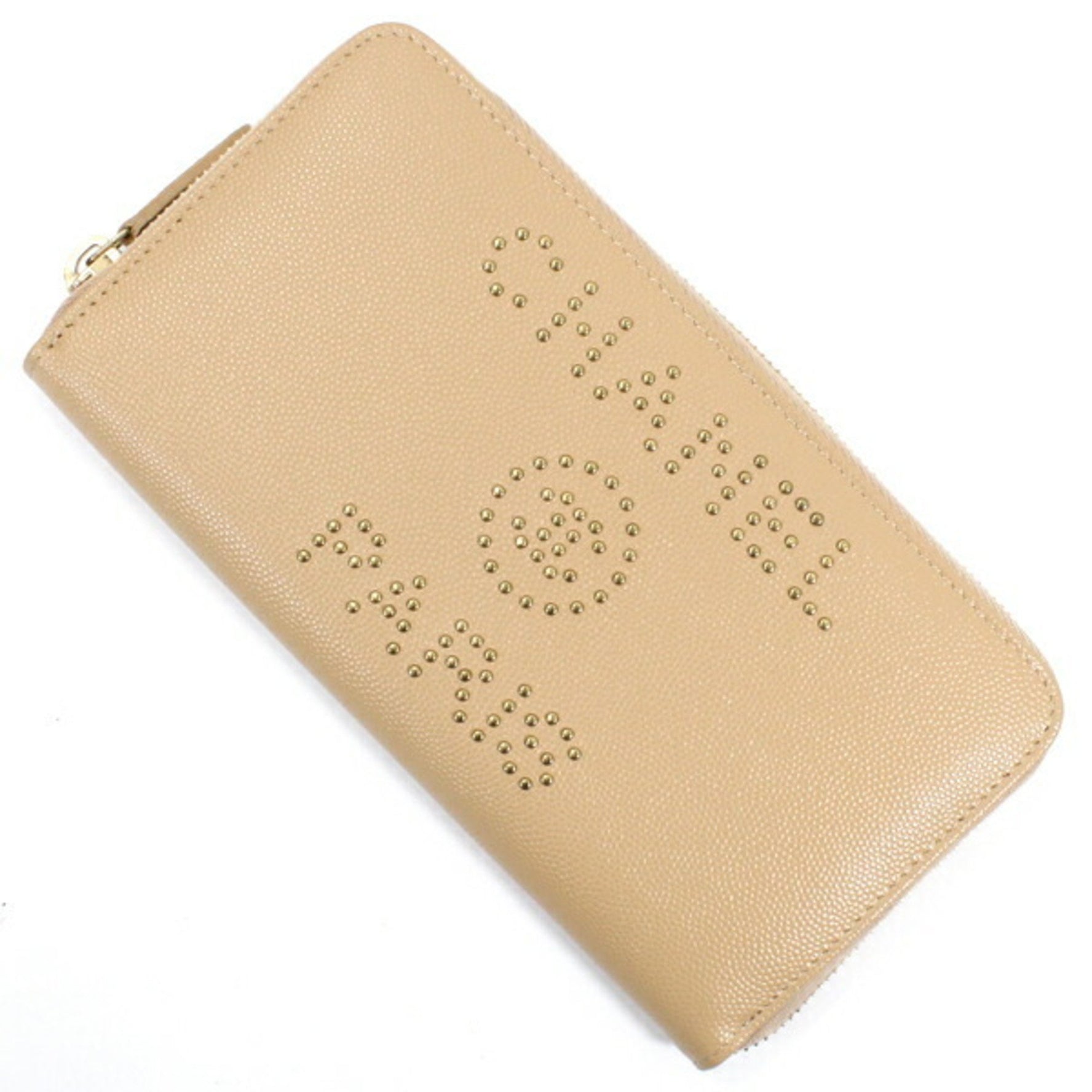 CHANEL Deauville Studded Long Wallet in Caviar Leather with Coco Mark and Round Zipper