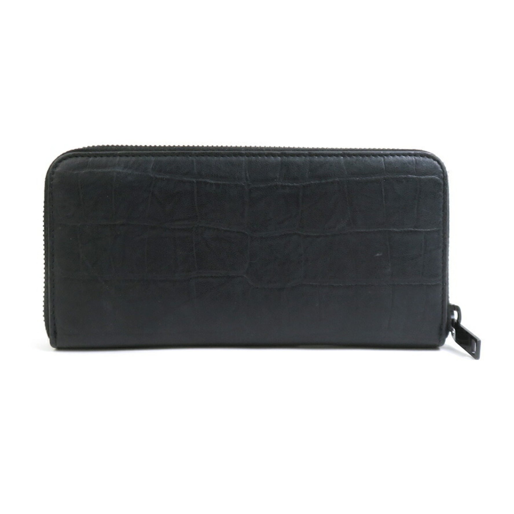 Saint Laurent Round Long Wallet Embossed Leather Men's