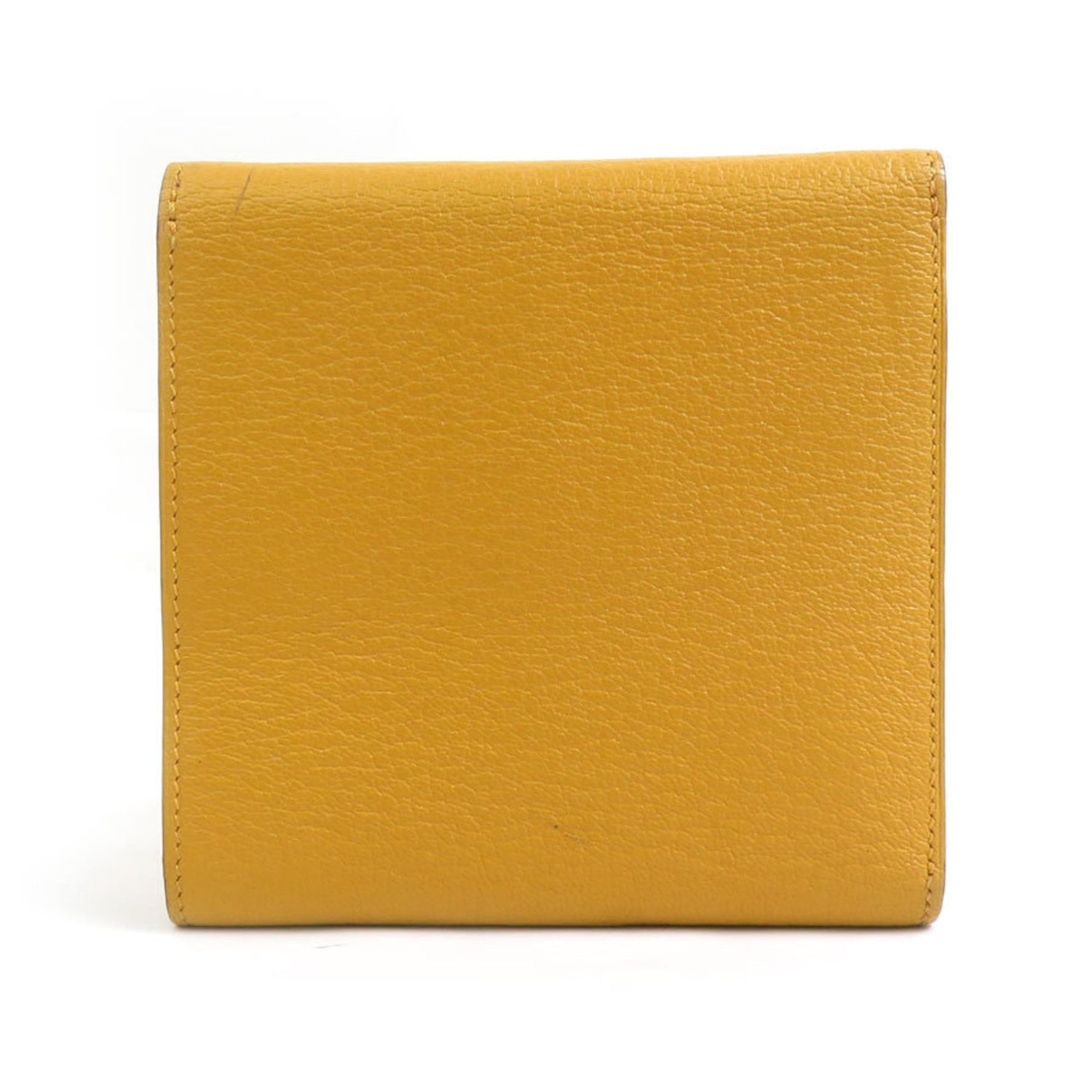 Hermes Hermès Click 12 Chevre Bifold Wallet, Estimated Jaune Ampoule, Silver, Men's/Women's