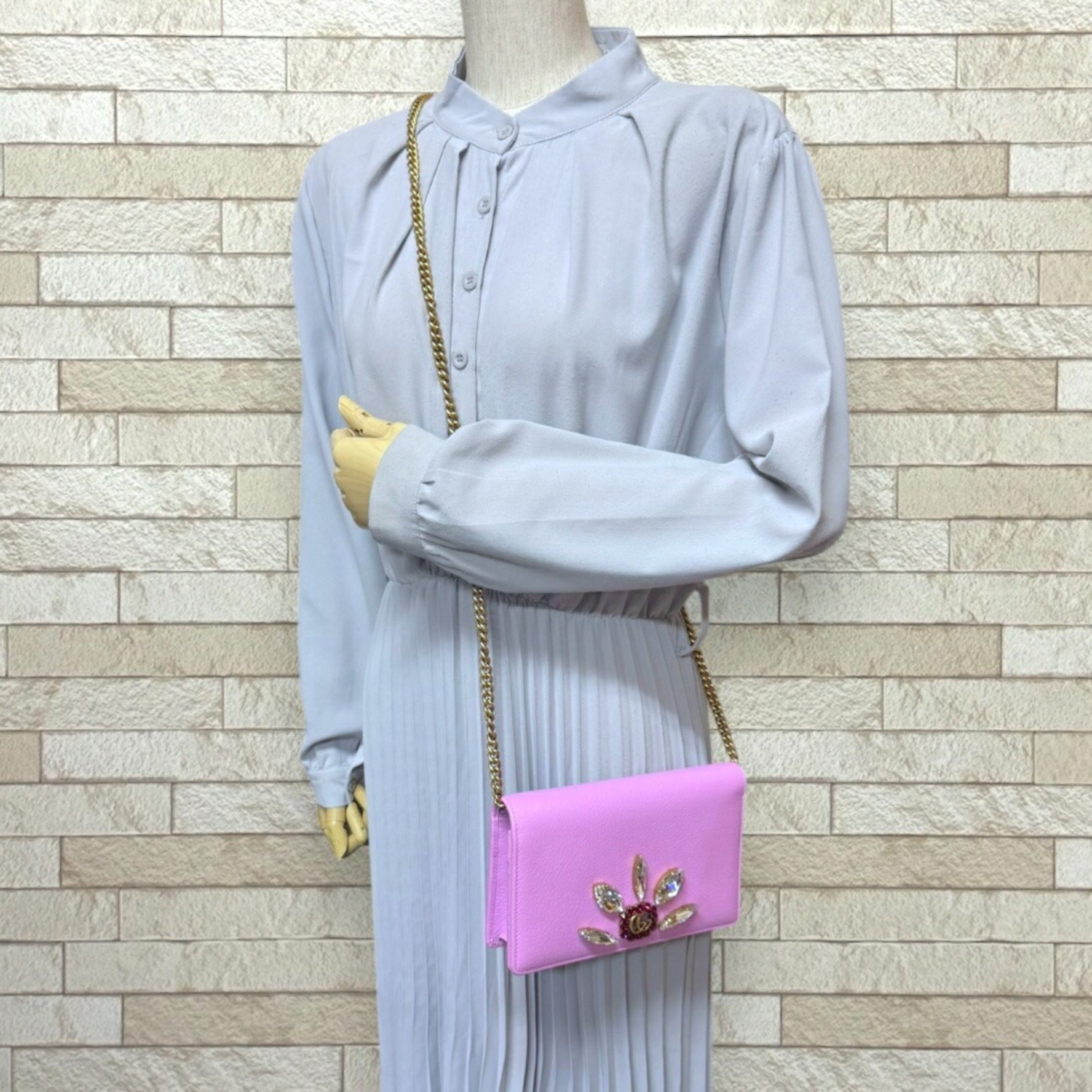 Gucci Crystal Jewel GG Marmont Shoulder Bag, Leather Chain Wallet