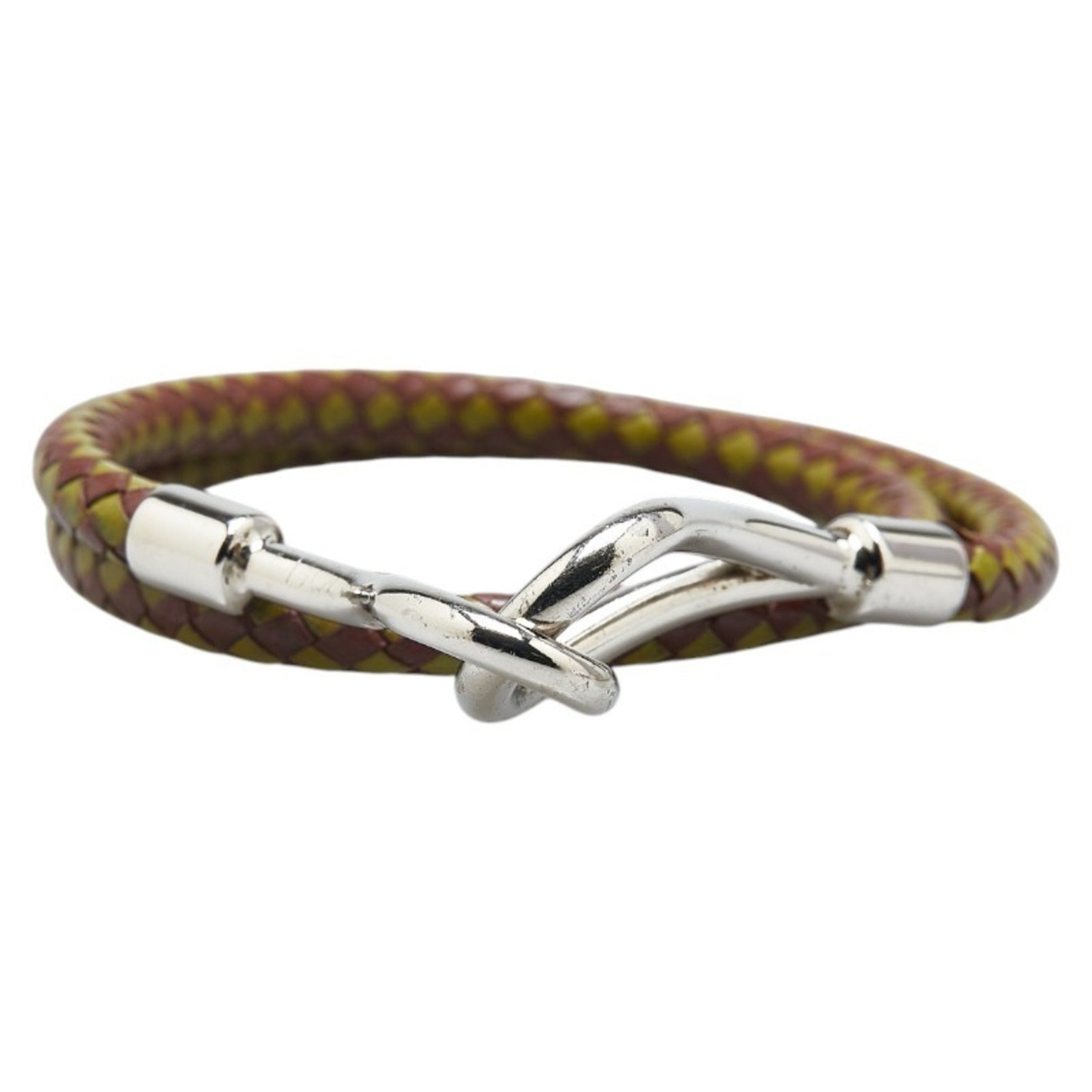 Hermes Jumbo Bracelet Brown Green Leather