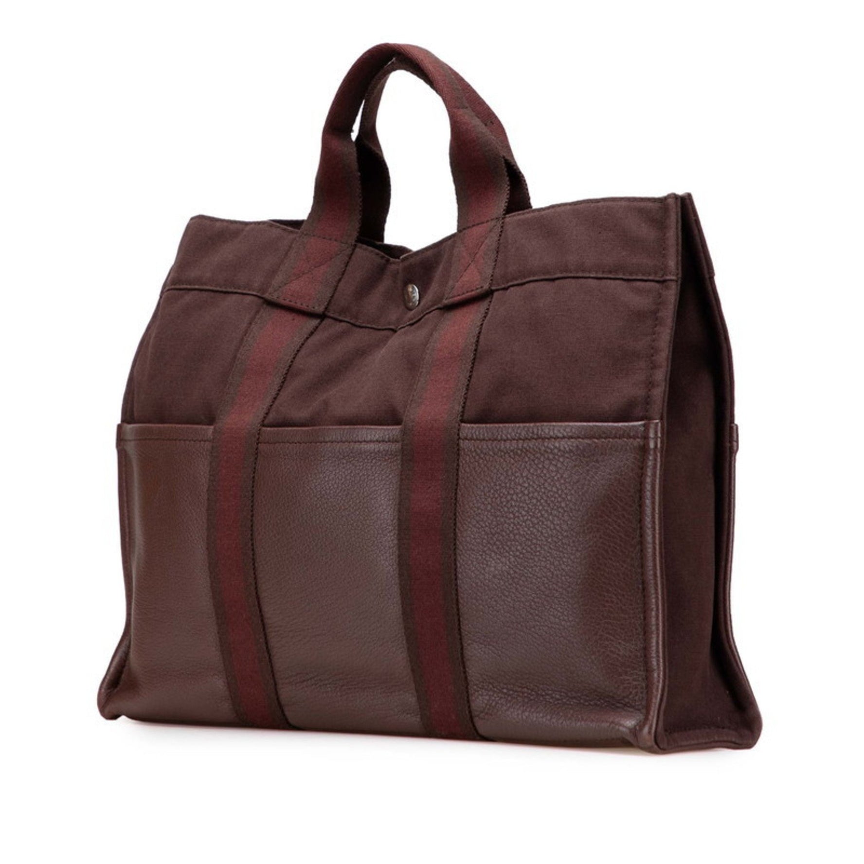 Hermès Four Tou MM Half Leather Tote Bag Canvas HERMES