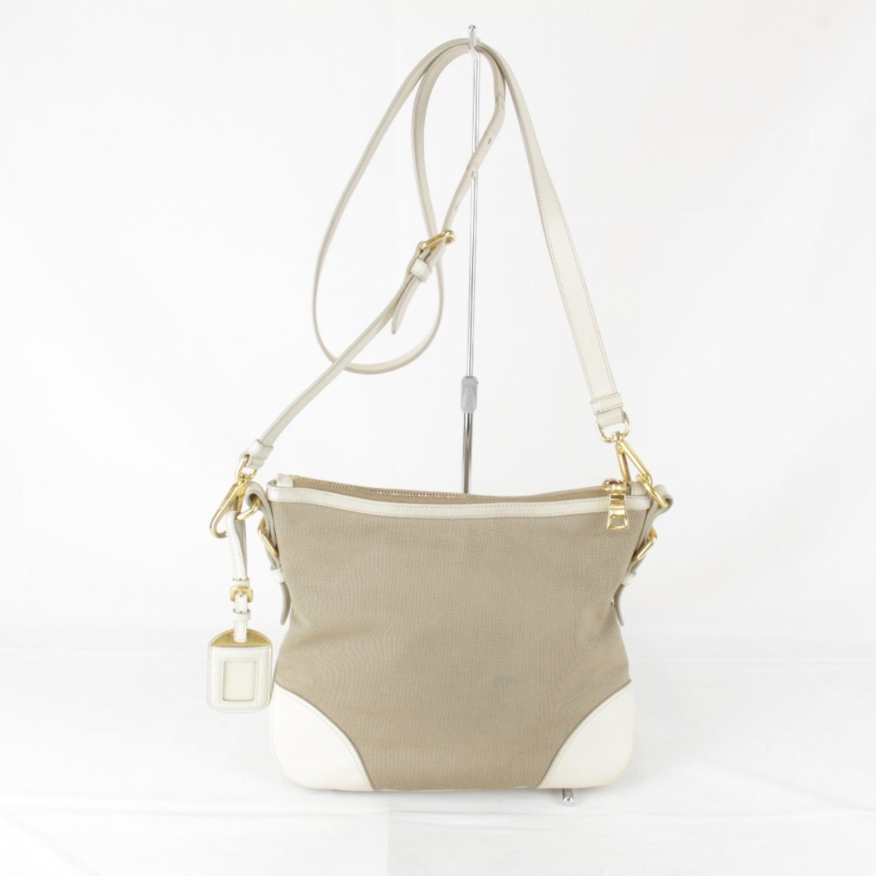PRADA Jacquard Shoulder Bag Canvas