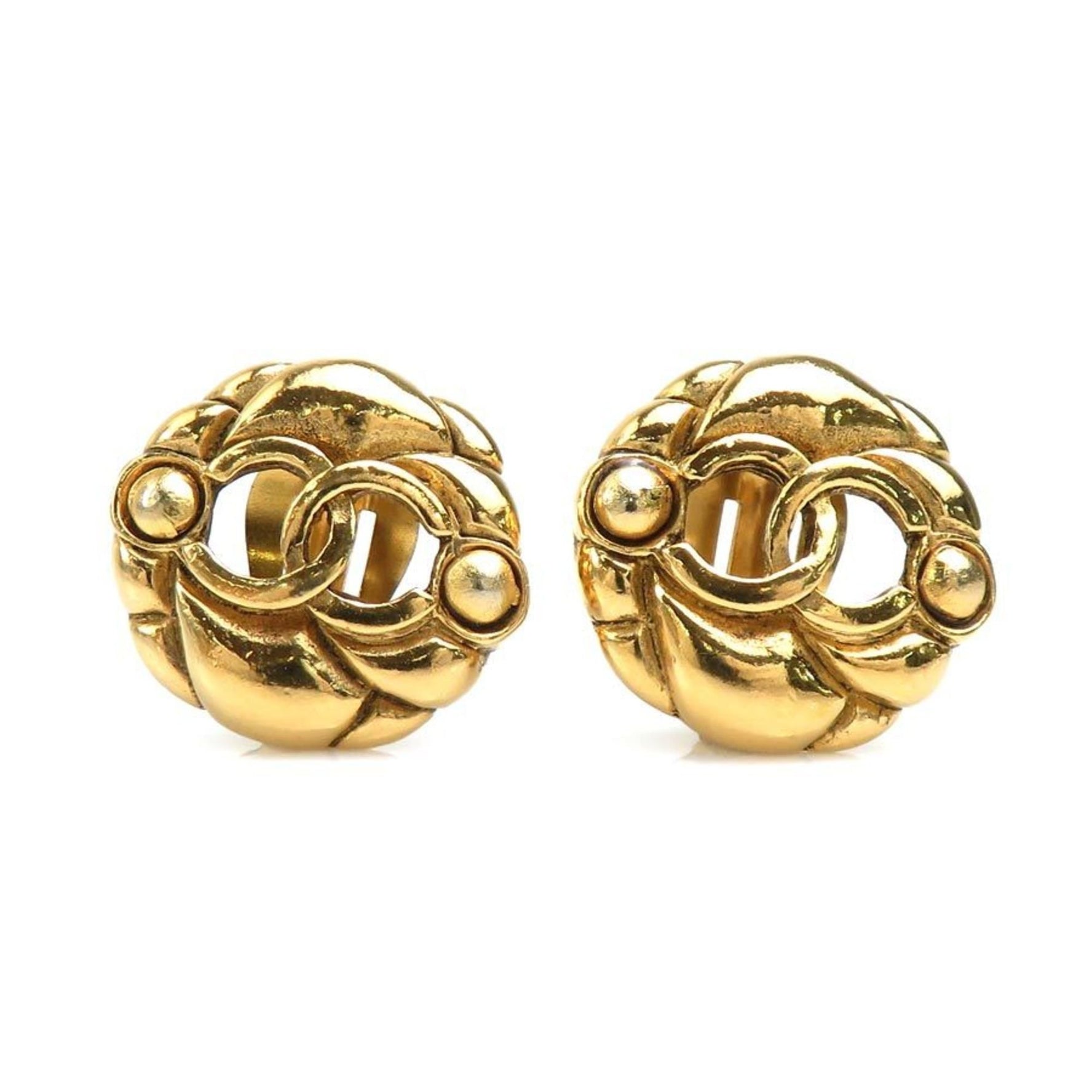 CHANEL Coco Mark Metal Earrings