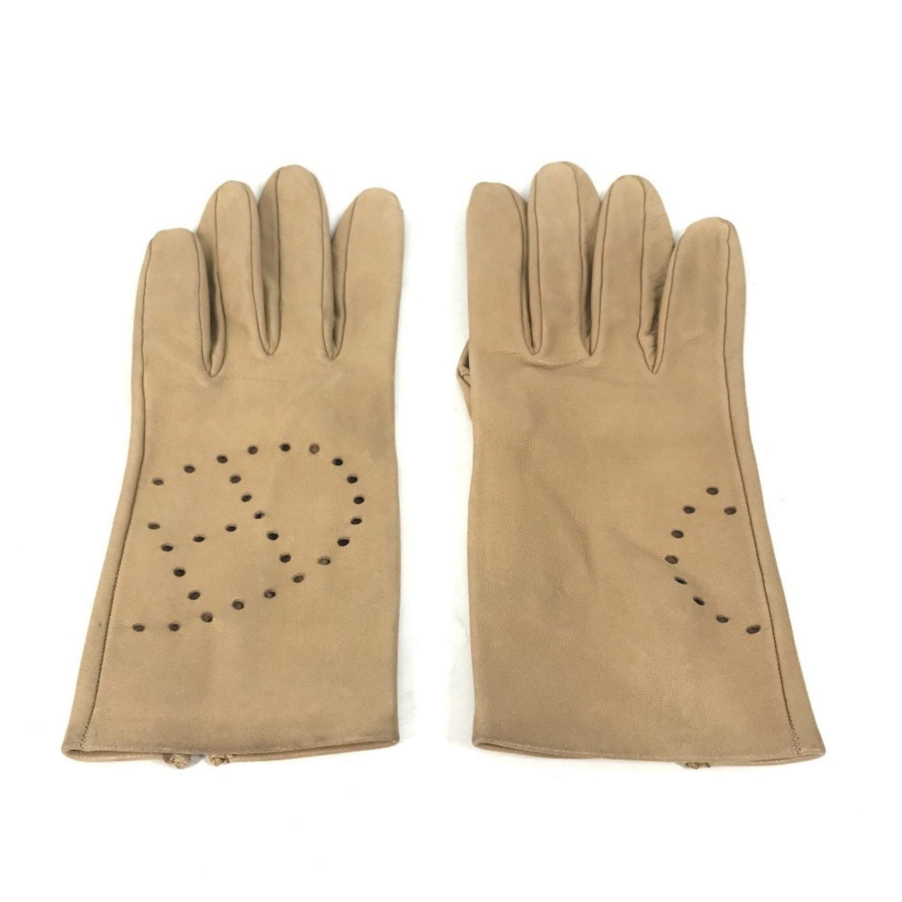 HERMES Hermès Perforated Logo Gloves, Leather