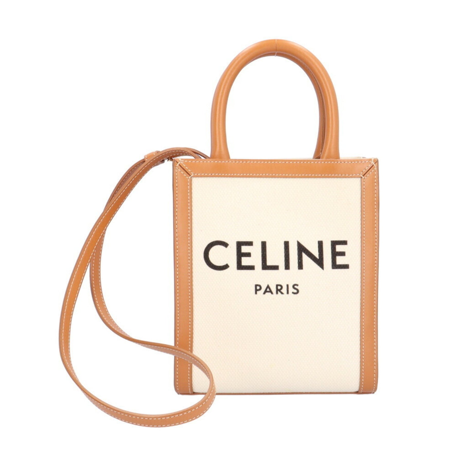 Celine Vertical Cabas Shoulder Bag Cotton Canvas