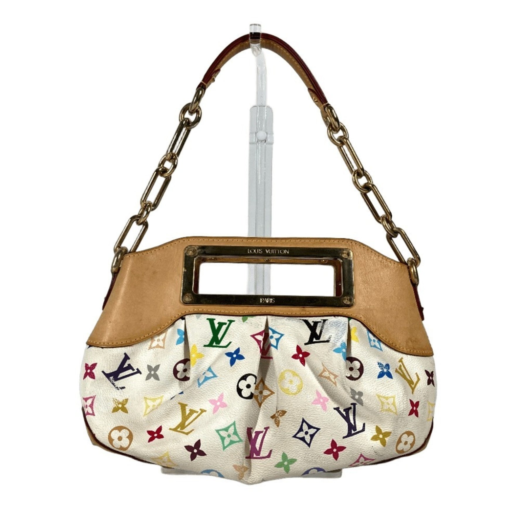 Louis Vuitton Monogram Multicolor Judy PM Bag Chain Takashi Murakami Handbag Shoulder Canvas Blanc White