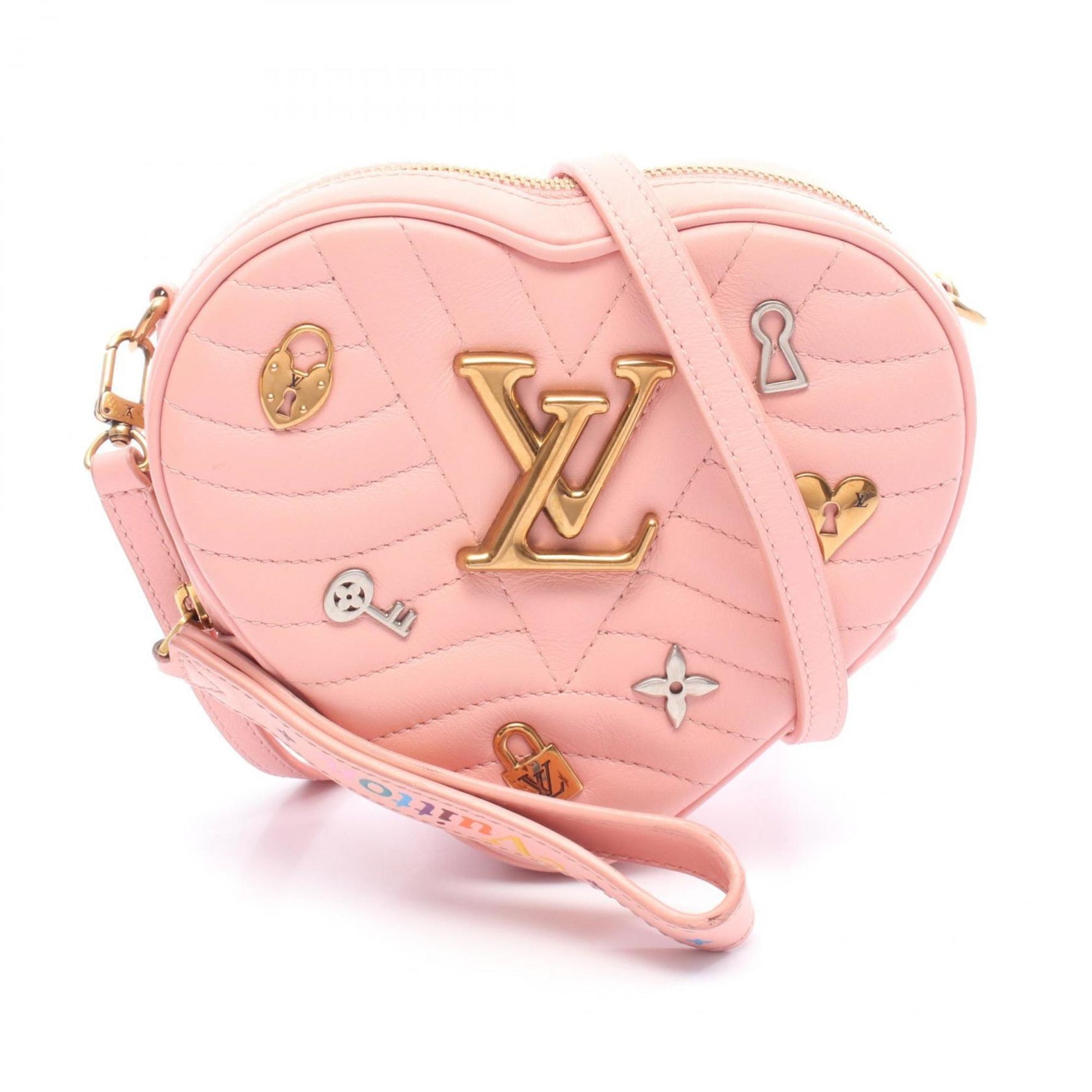 Louis Vuitton New Wave Heart Bag, Love Lock Shoulder Leather, Pink