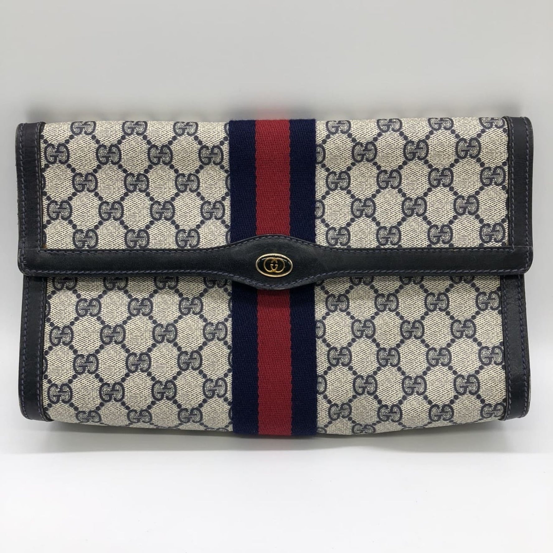 GUCCI clutch bag, second pouch, GG Supreme, Sherry, vintage