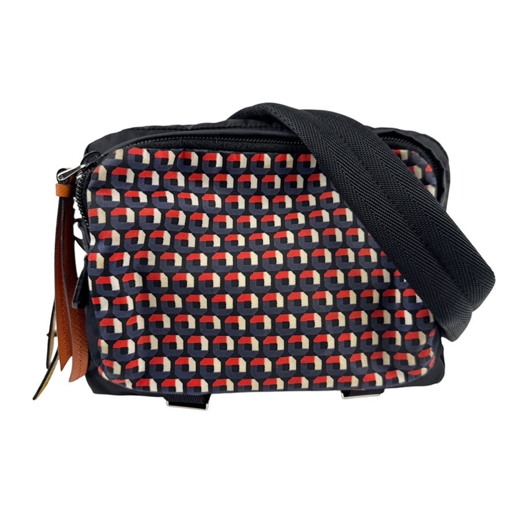 PRADA Shoulder Bag Nylon Black Multicolor Silver