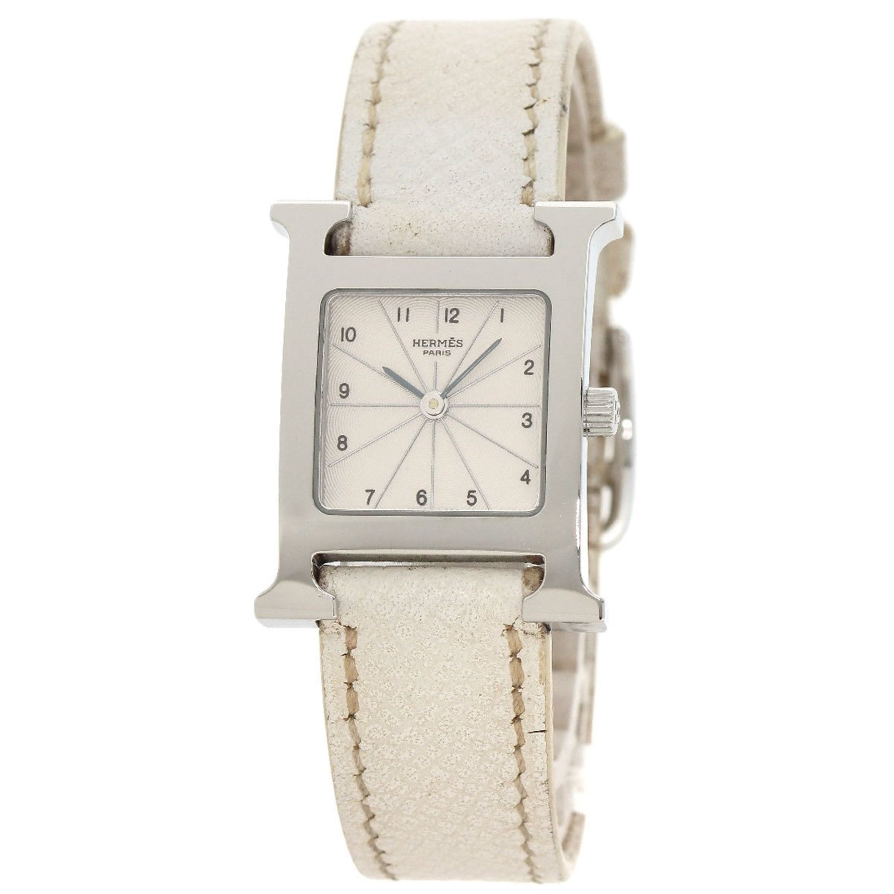 Hermes H Watch Stainless Steel Leather Ladies