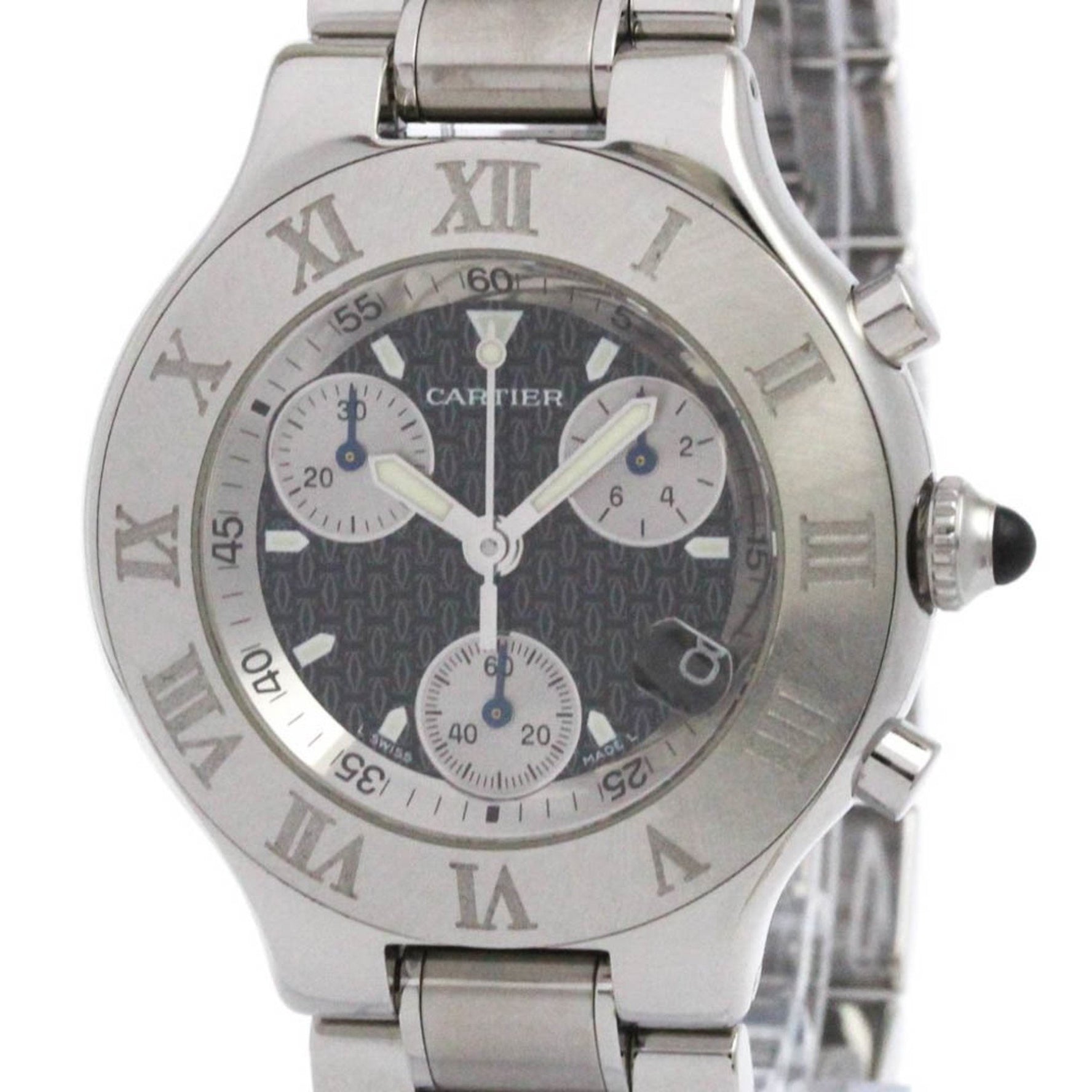 CARTIER Must 21 Chronoscaph Steel Quartz Watch Polished
