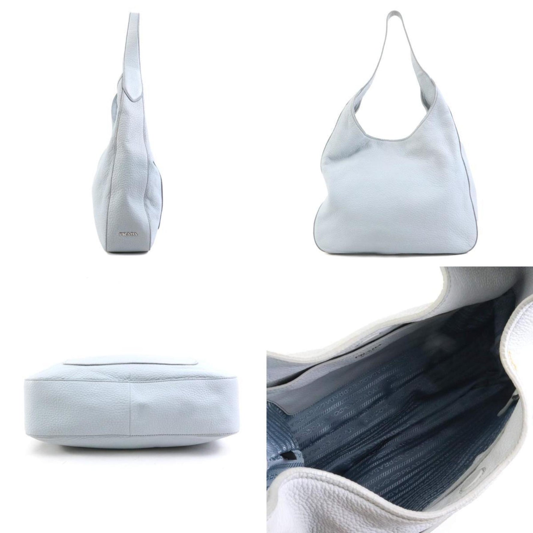 PRADA handbag leather light grey ladies