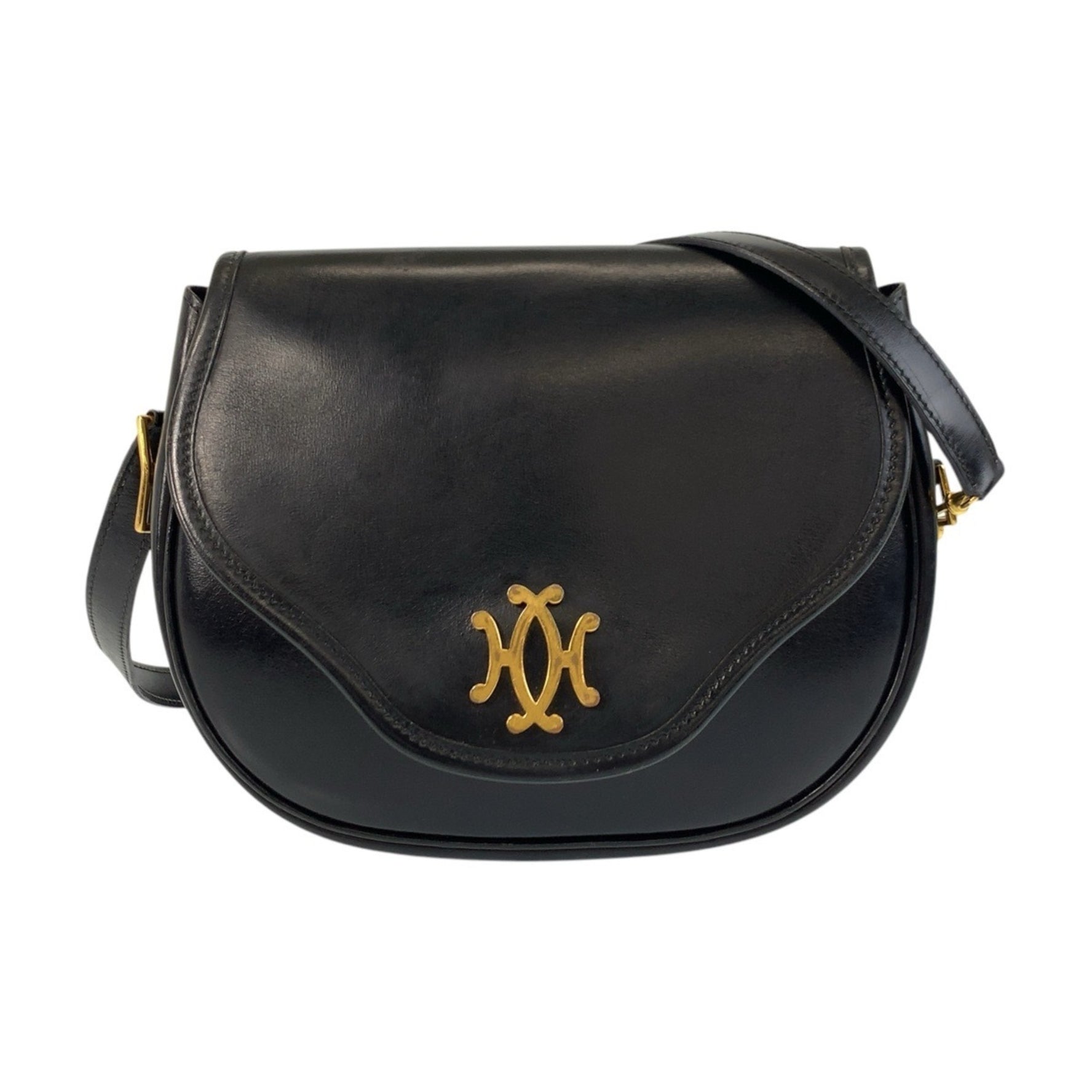 HERMES Vintage Gold Hardware Leather Shoulder Bag Pochette