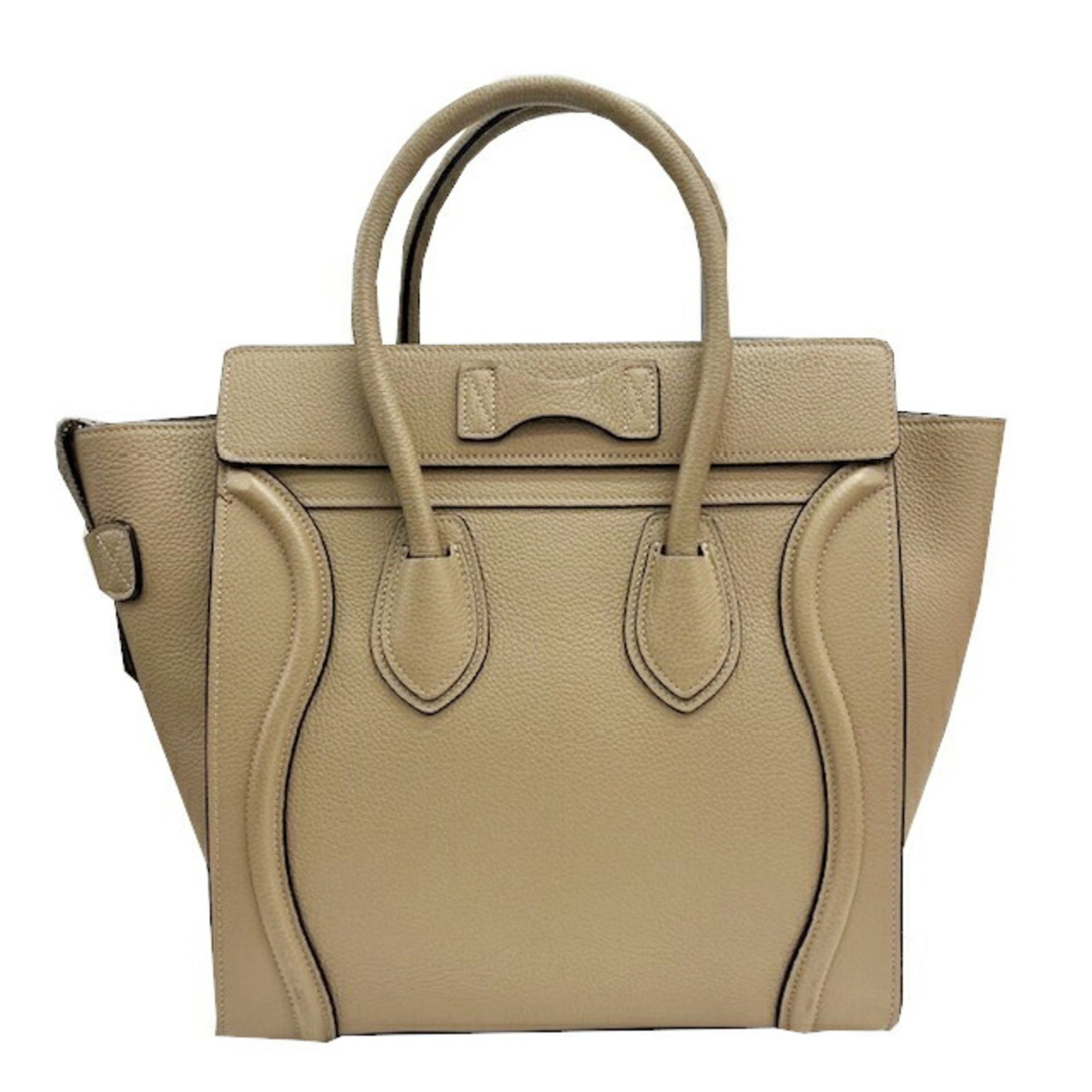 CELINE Luggage Micro Shopper Leather Greige Handbag Tote Bag