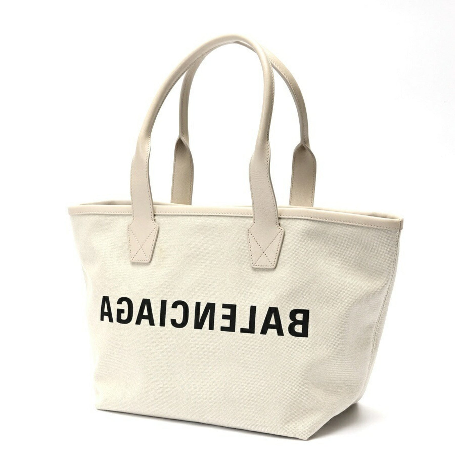 Balenciaga Jumbo Small Tote Bag Canvas Leather Natural Greige