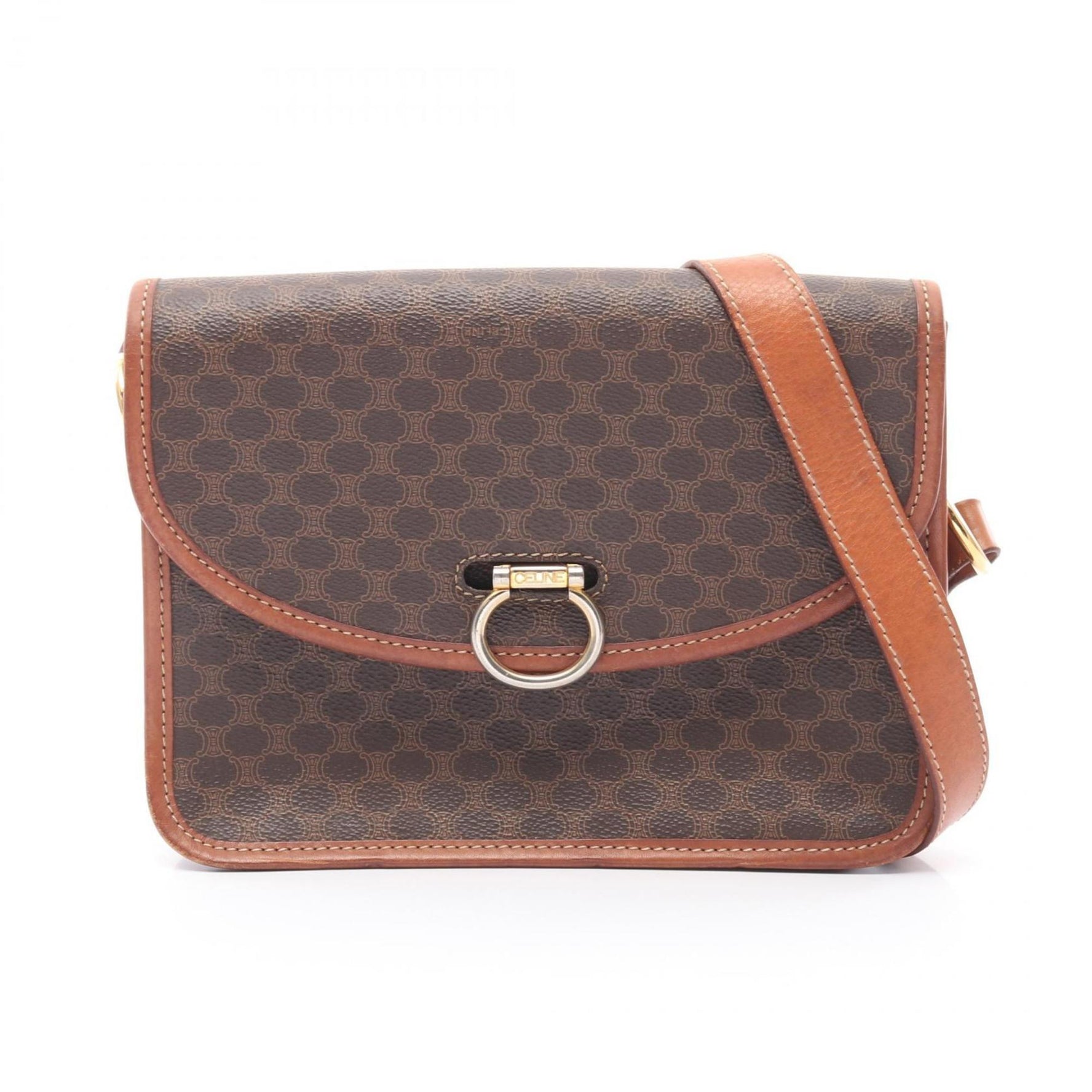 Celine Macadam Shoulder Bag, Coated Canvas and Leather