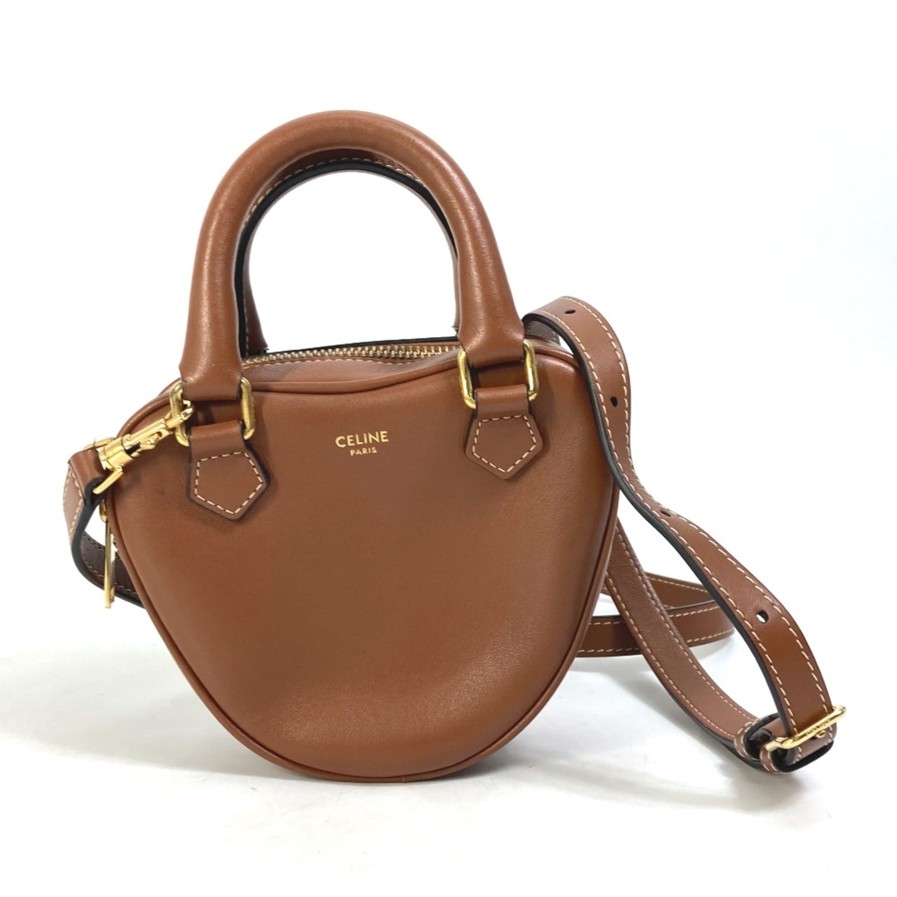 CELINE Hand Bag Pochette Bag Crossbody Shoulder Bag Gold