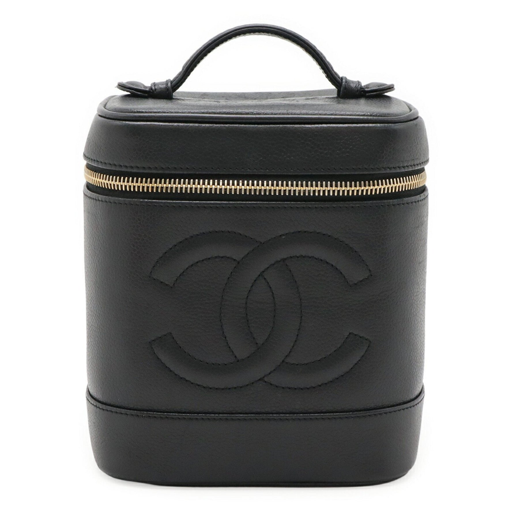 CHANEL Coco Mark Vanity Bag, Handbag, Pouch, Caviar Leather