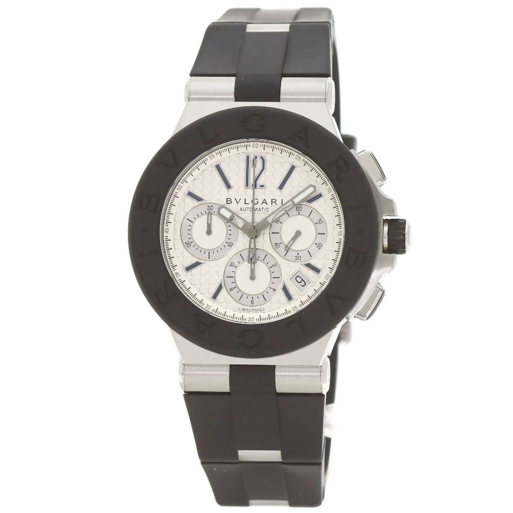 Bvlgari Diagono Chronograph Watch in Stainless Steel and Rubber