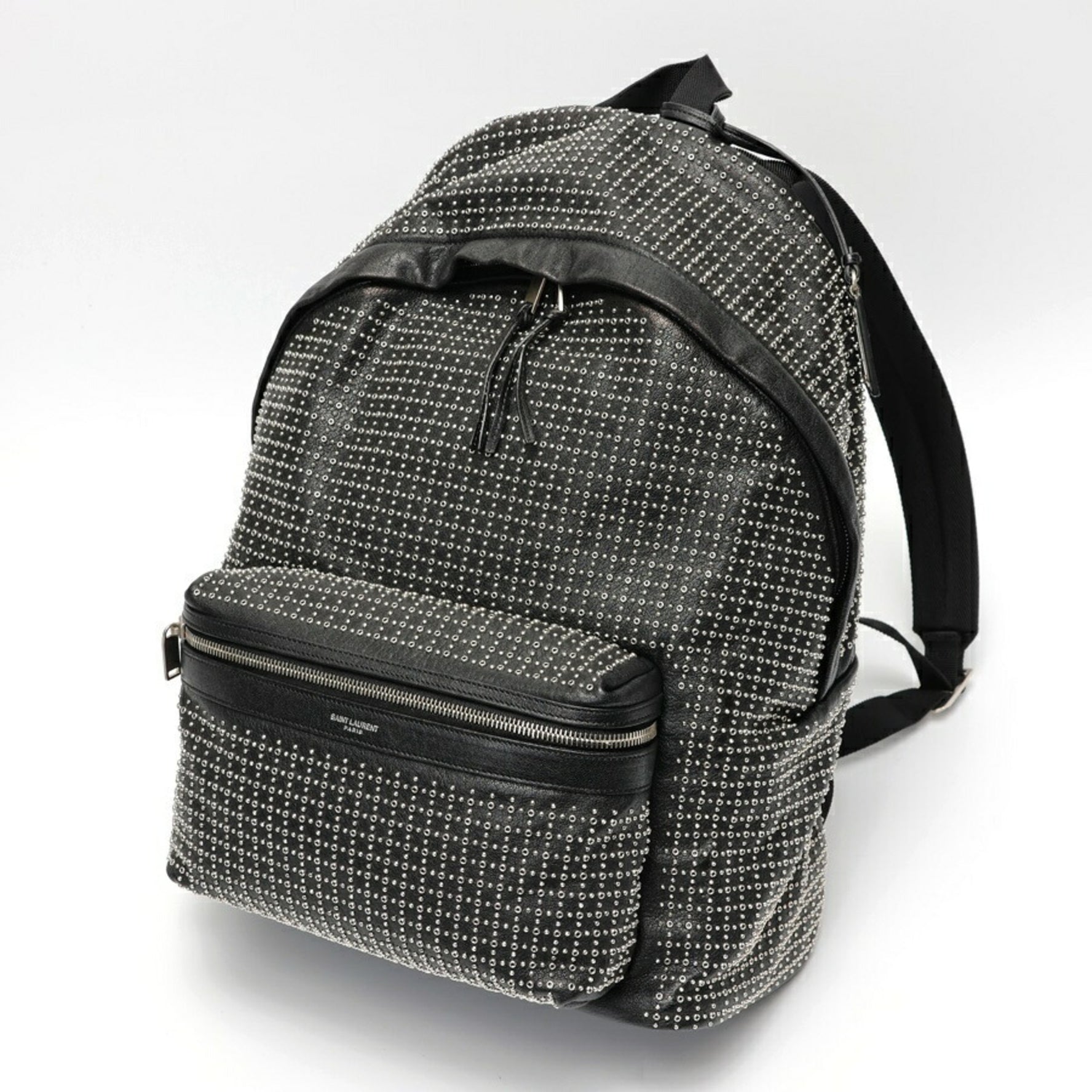Saint Laurent City Backpack Rucksack Leather Canvas Studs