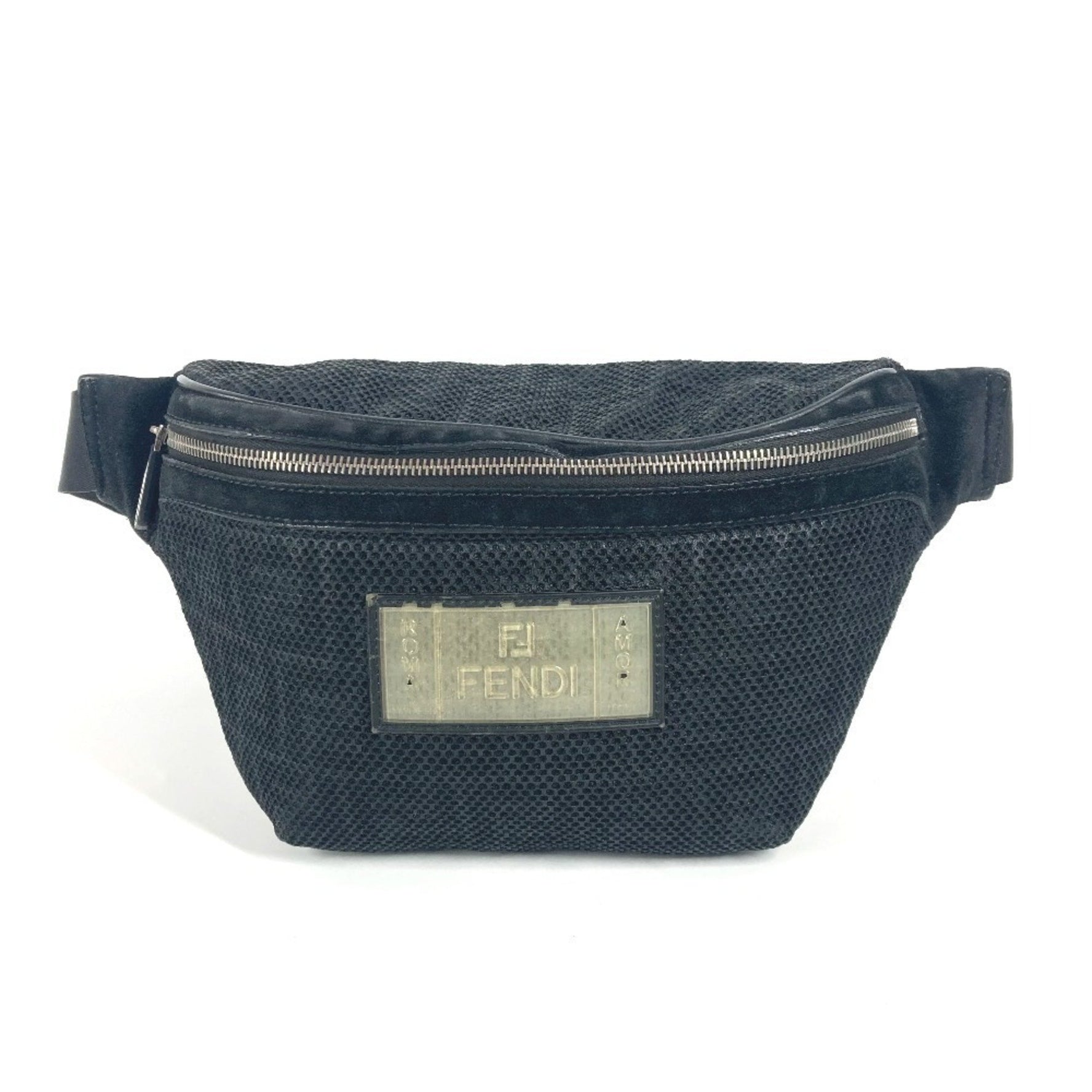 FENDI logo mesh Zucca bag waist bag, belt shoulder body nylon canvas, unisex