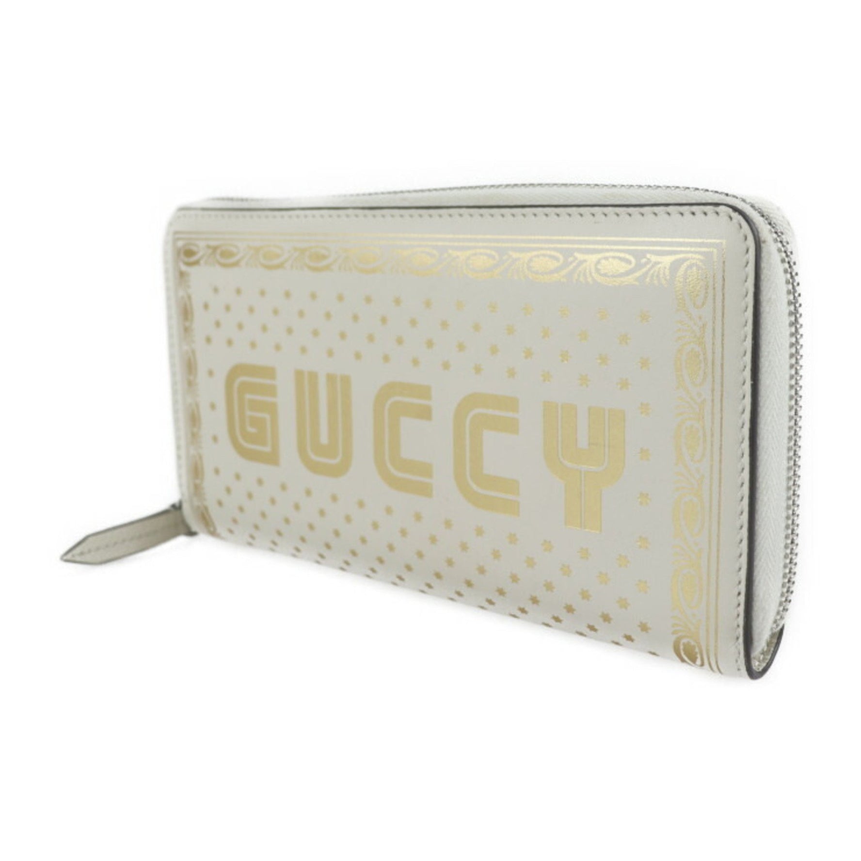 GUCCI GUCCY SEGA Collaboration Long Wallet Leather Ivory Gold Round Zipper