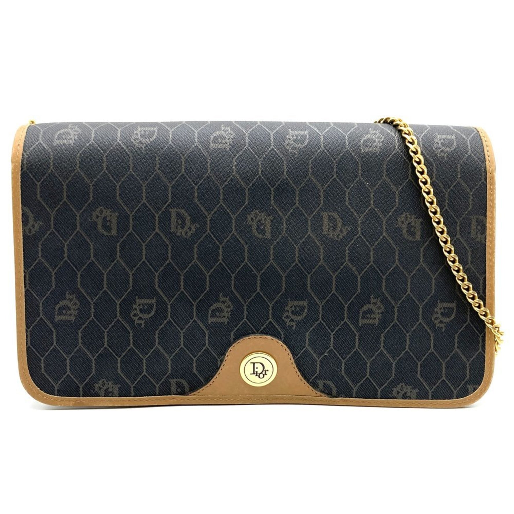 Christian Dior Dior Christian Honeycomb Shoulder Bag Brown Leather