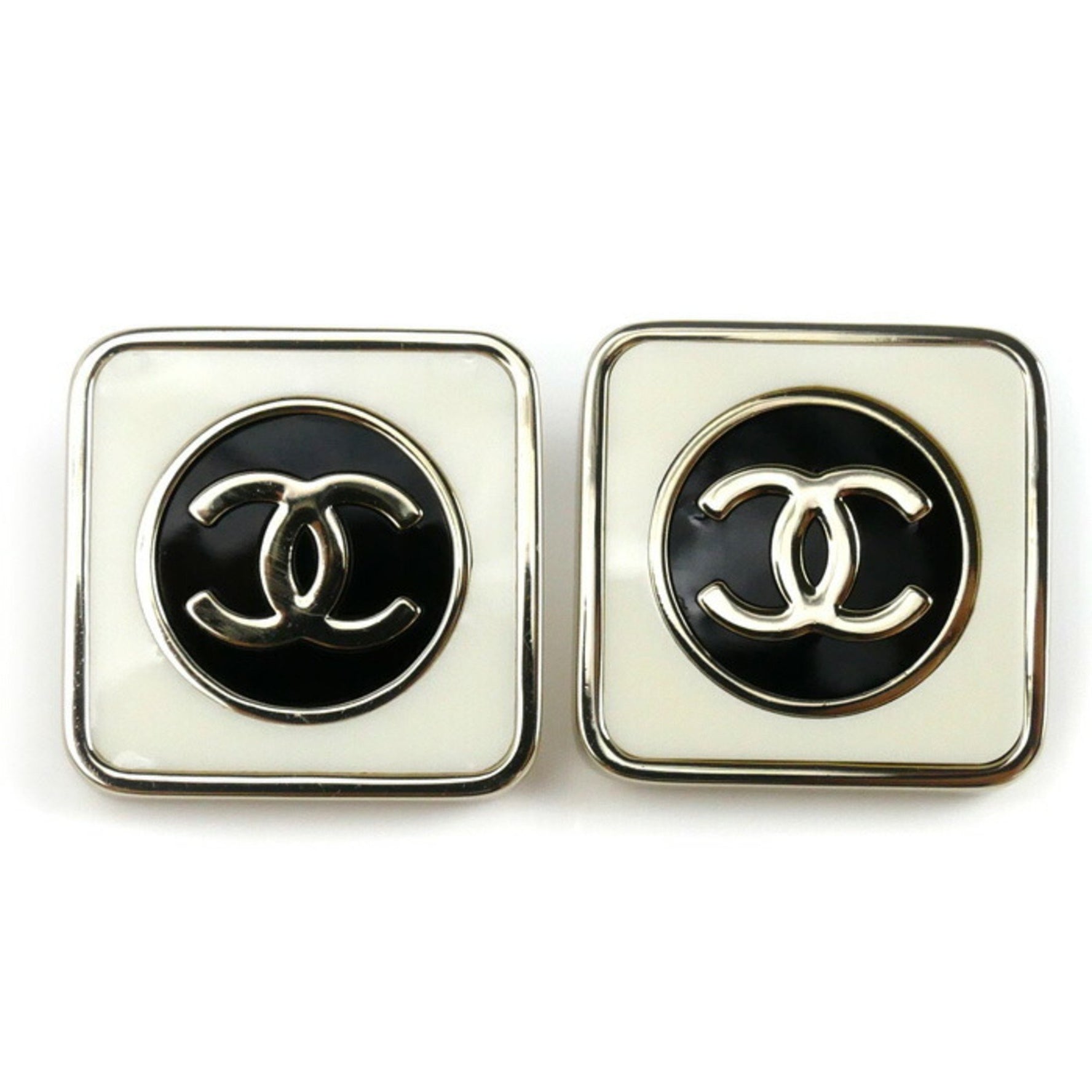 CHANEL Metal Coco Mark Square Earrings