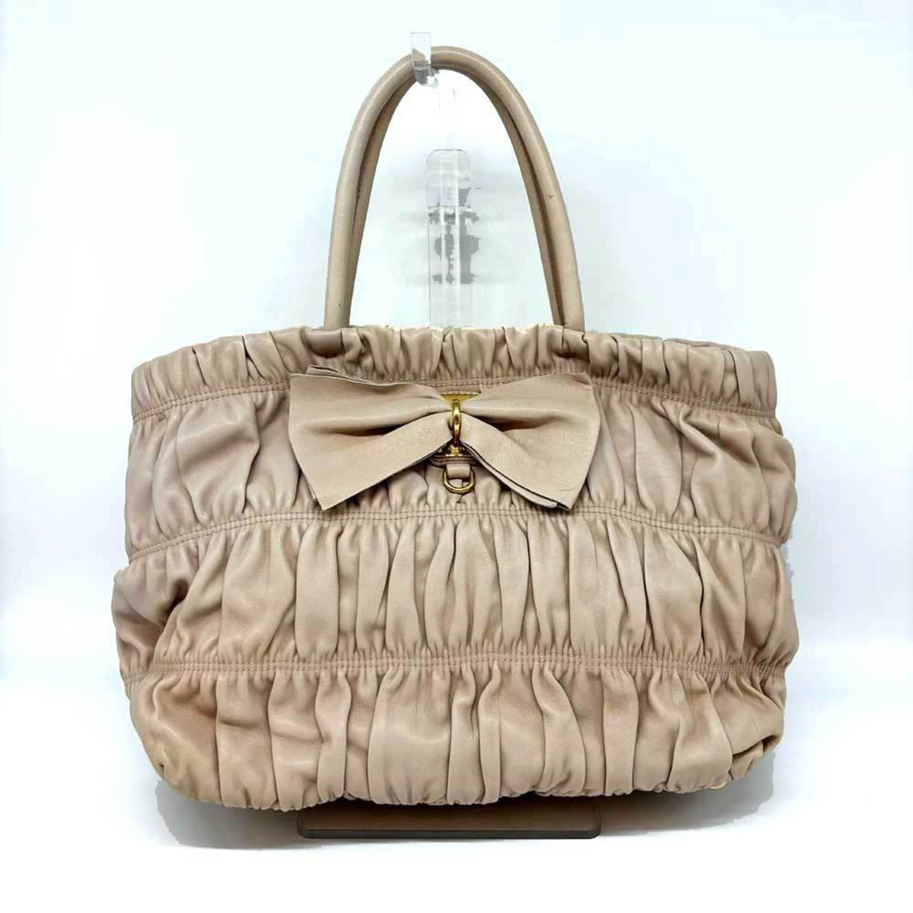 Prada handbag ribbon nappa leather