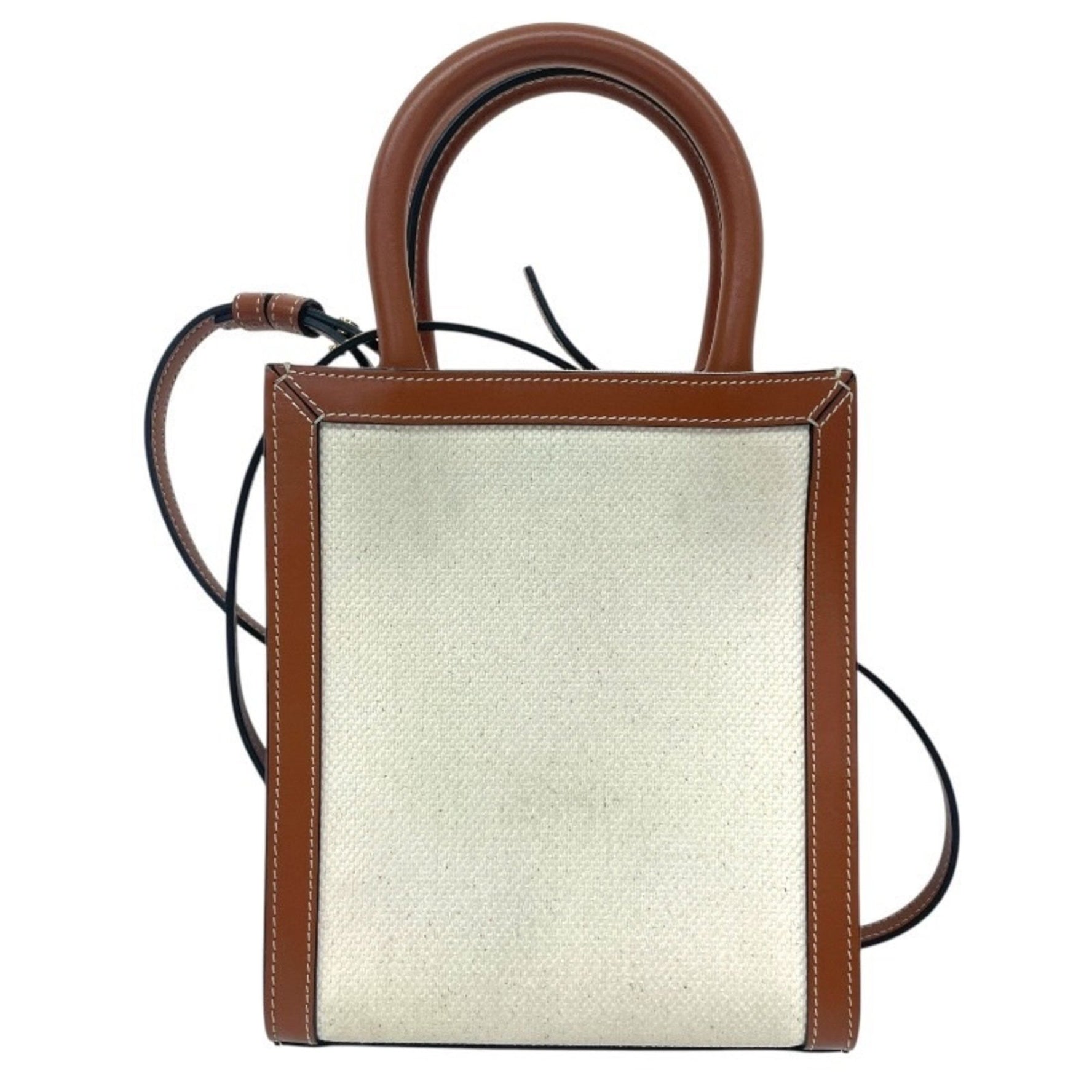 CELINE Mini Vertical Cabas Canvas and Leather Shoulder Bag, Handbag