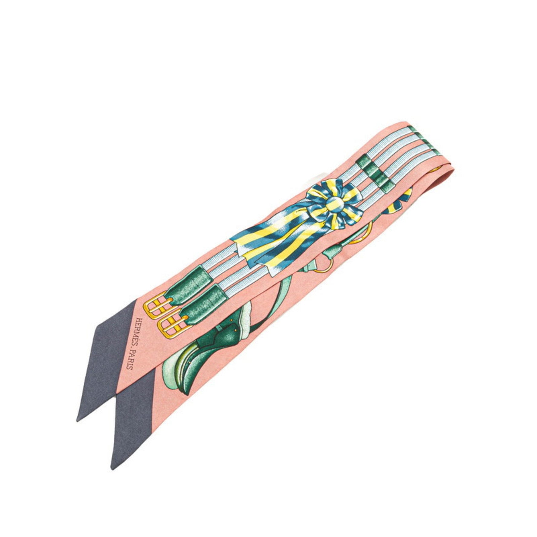 Hermes Twilly Jumping Scarf Muffler Pink Multicolor Silk