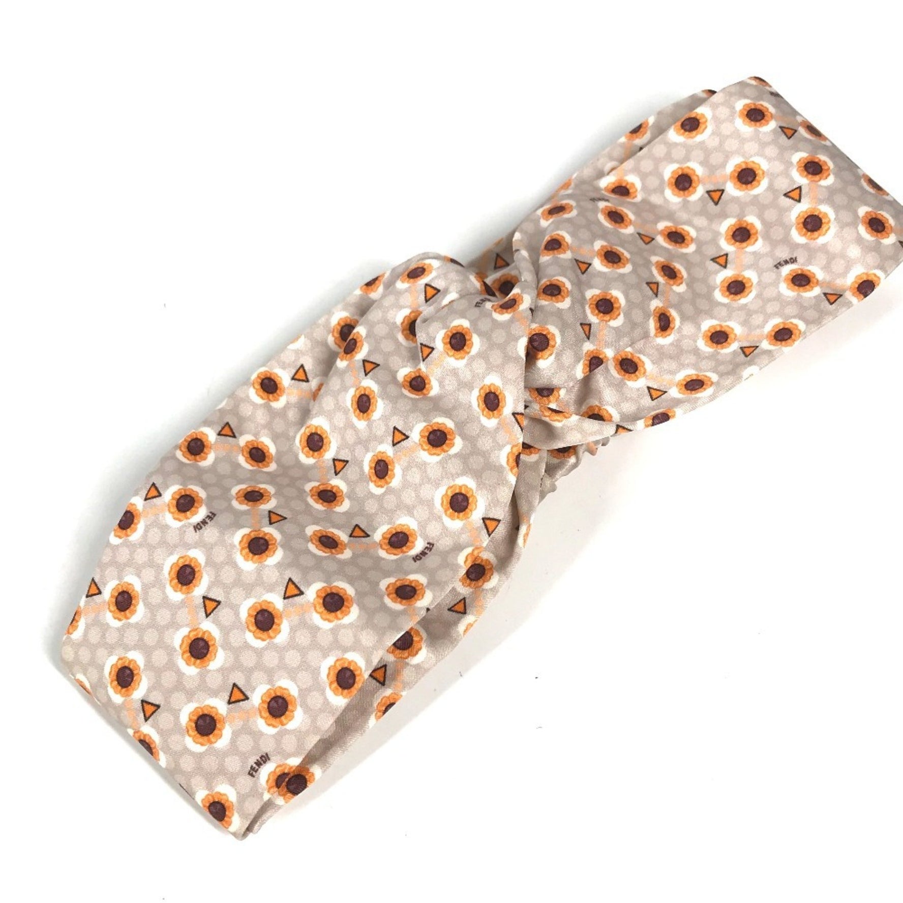 FENDI Hair Flower Headband Silk Grey
