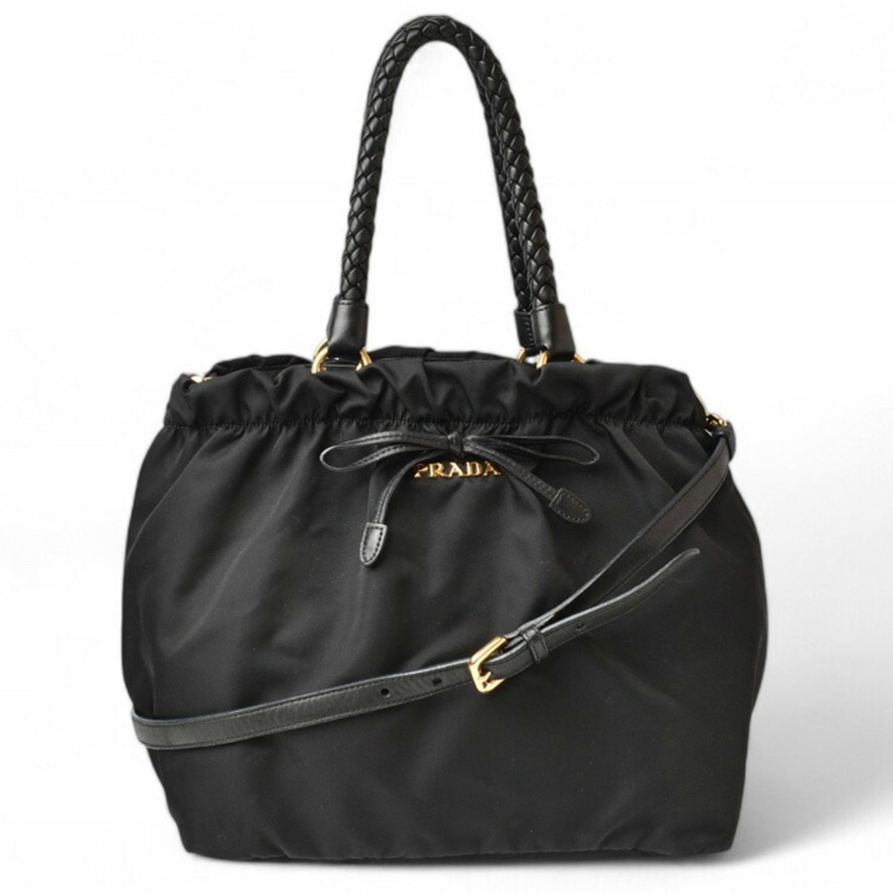 Prada Handbag Shoulder Bag 2way PRADA BN1930 TESSUTO Nylon Ribbon Black Strap Included