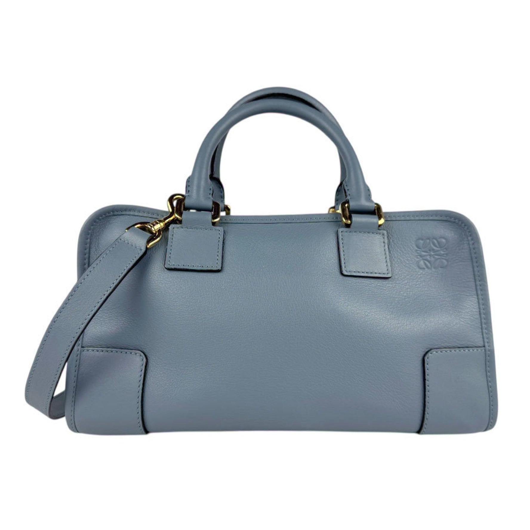LOEWE Shoulder Bag Handbag Amazona 28 Leather Blue Gray