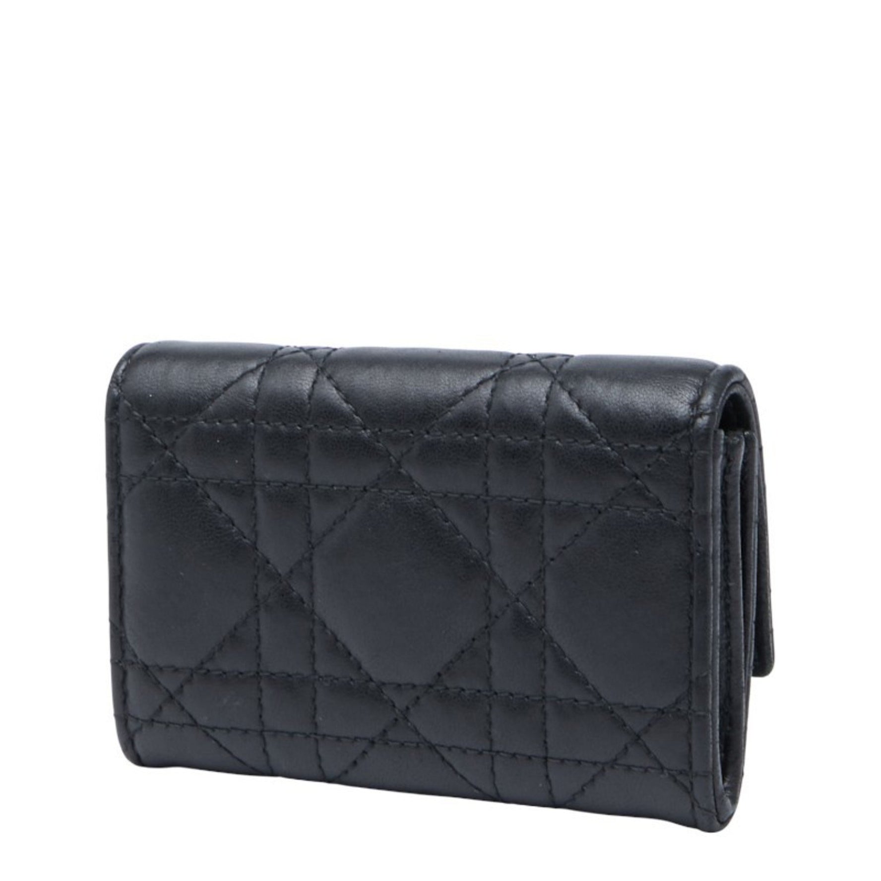 Christian Dior Dior Cannage Jolie Glycine Bifold Wallet Lambskin