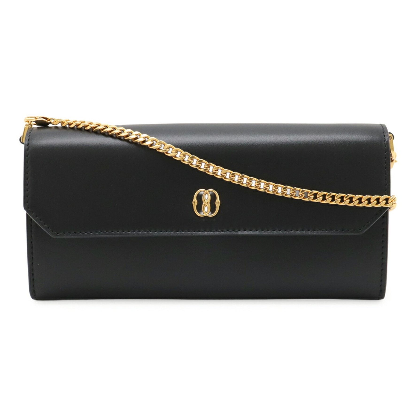 BALLY Emblem Chain Wallet Long Shoulder Bag Leather