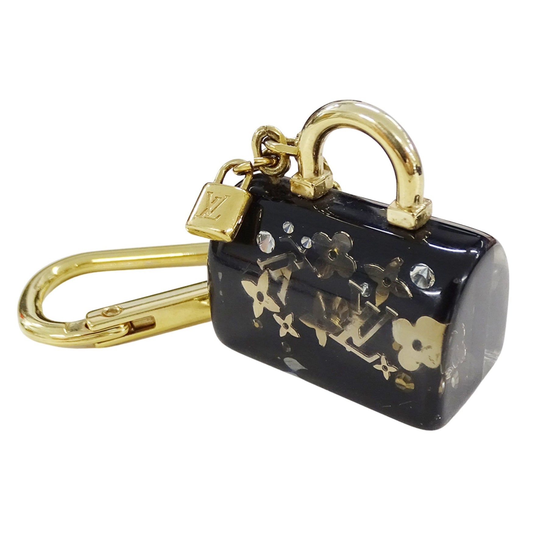 Louis Vuitton Charm, Porte-Clés Speedy Inclusion Resin Keychain, Black with Gold Hardware